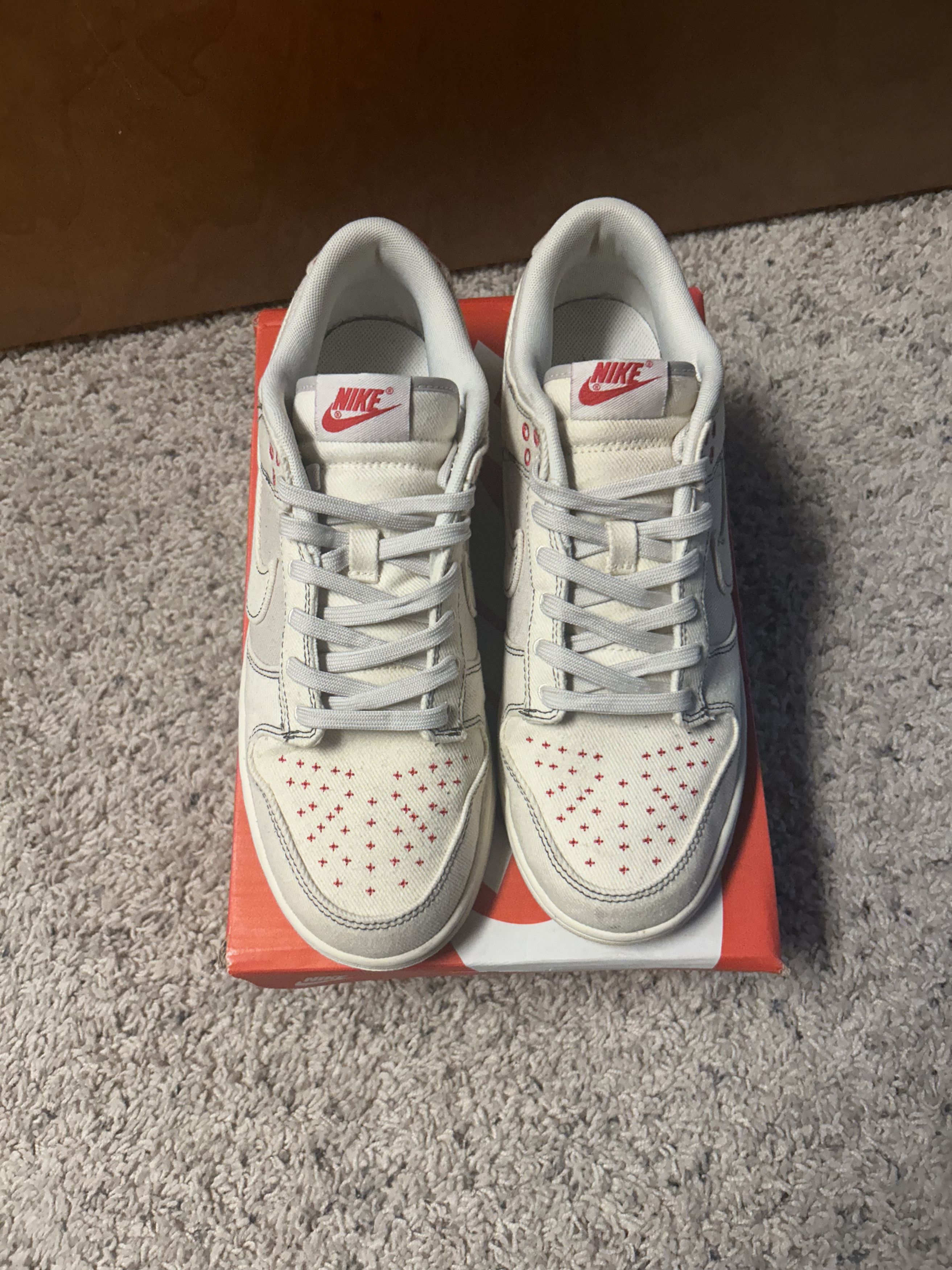 Nike Dunk Low Sashiko Denim Light Orewood Brown White Canvas Size US 10 / EU 43 - 5 Thumbnail