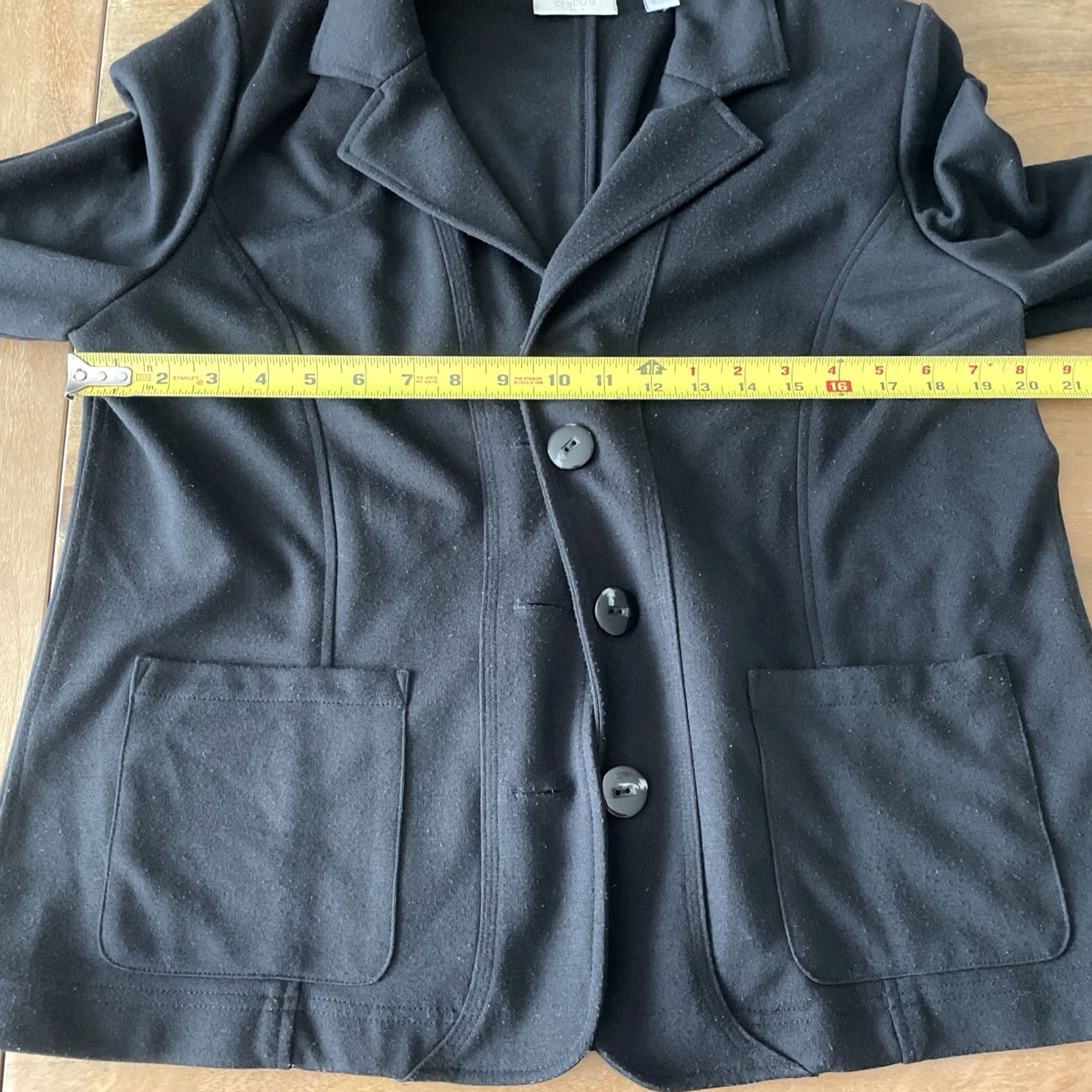 Vintage Chicos Womens Sweater Cardigan Long Sleeve Black Button Pockets 2 Regular Knit Polyester Size XS / US 0-2 / IT 36-38 - 5 Thumbnail