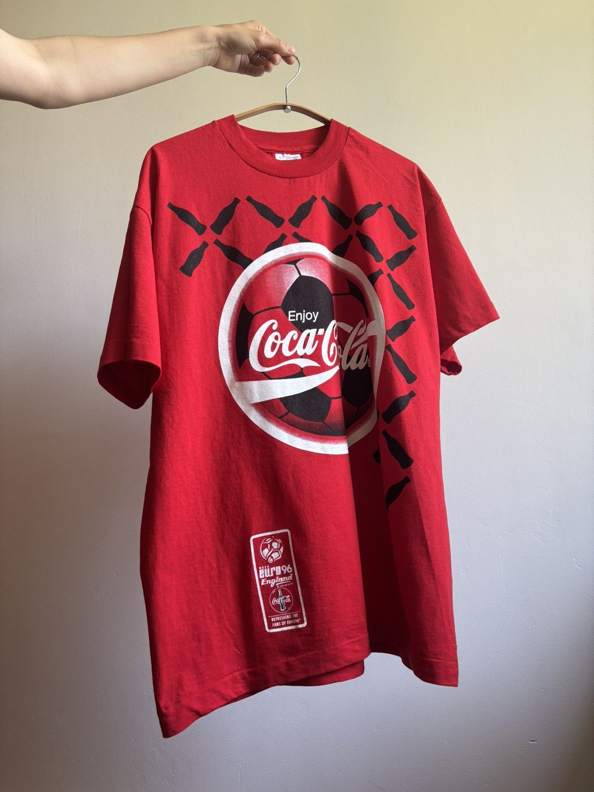 Coca Cola × UEFA × Vintage UEFA EURO 1996 ENGLAND Coca-Cola Graphic Print T-shirt Size US L / EU 52-54 / 3 - 4 Thumbnail