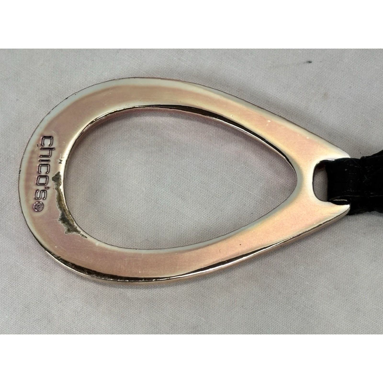 Vintage Chicos Belt Slouch Interlock Buckle Women’s M/L Black Leather Adjustable Belt Size ONE SIZE - 3 Thumbnail