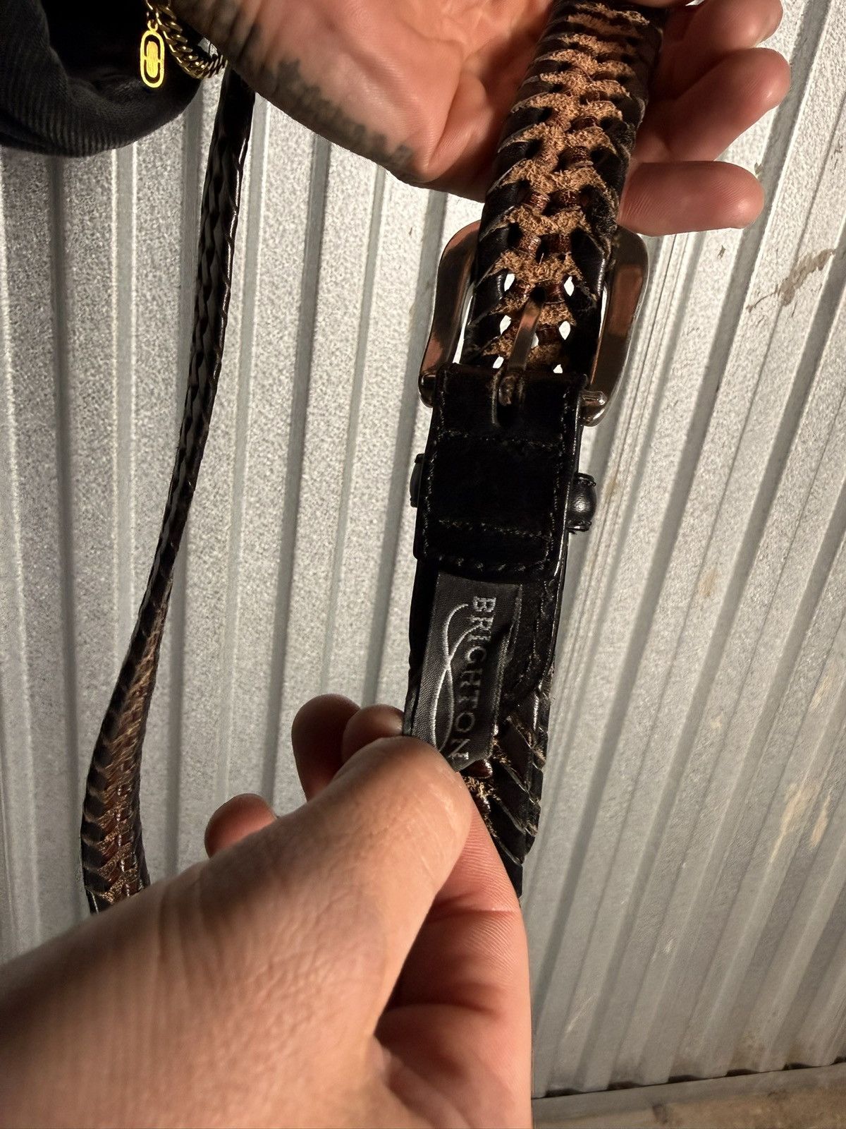 Brighton Vintage Brighton Leather Ribbed Western Belt Size 40 - 2 Thumbnail