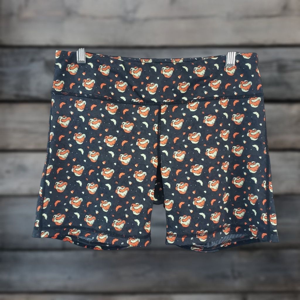 Vintage IAB Womens No Ride Activewear Shorts XL Black Orange Skull 5" Inseam Size 40" / US 18 - 1 Thumbnail