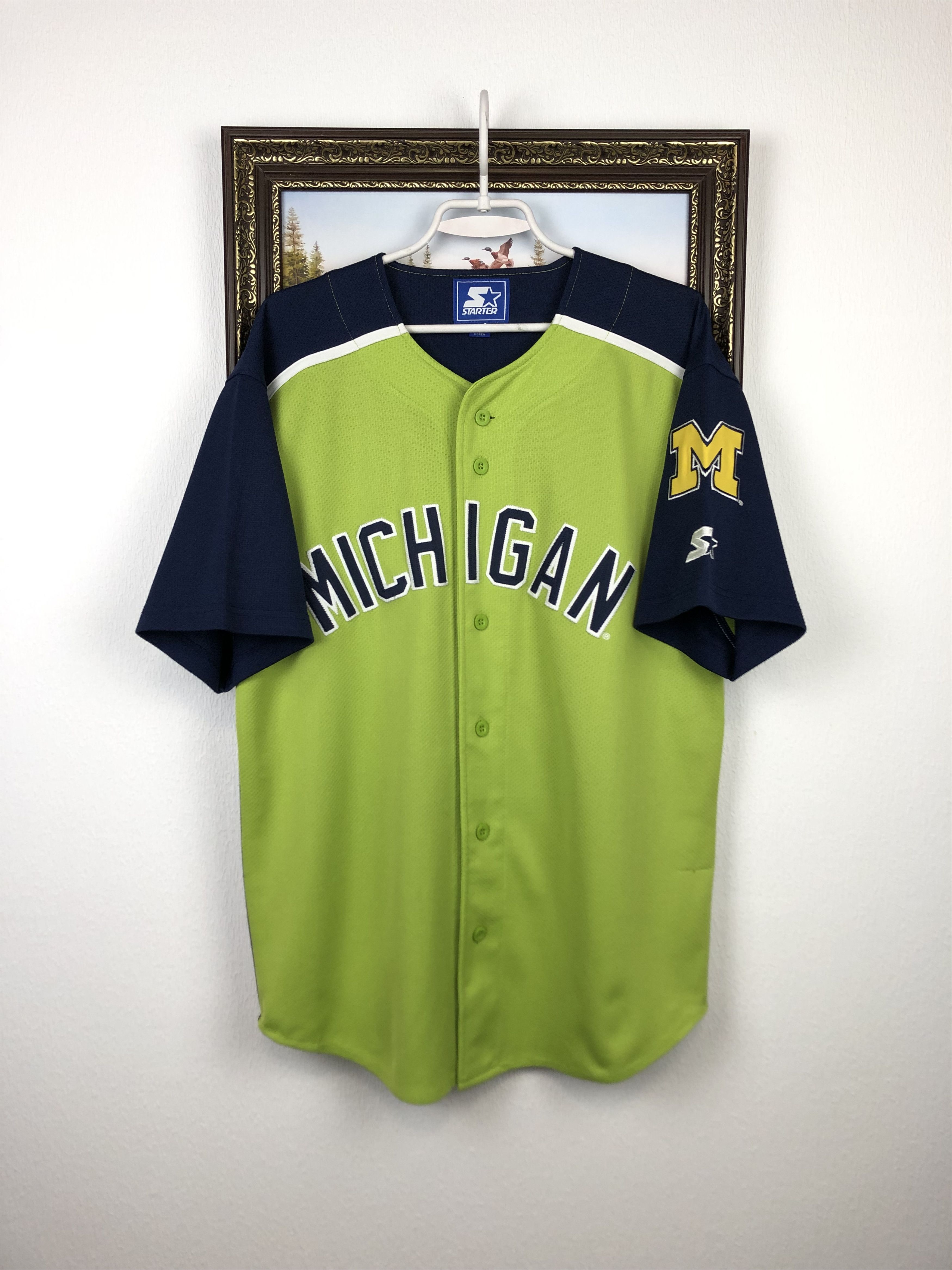 Starter Vintage 90's Starter Michigan Wolverines Jersey Shirt Size US L / EU 52-54 / 3 - 1 Thumbnail