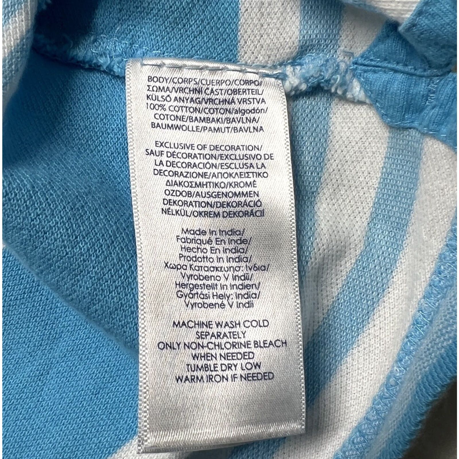 Chaps CHAPS Polo Shirt Mens Large Blue White Striped Collared Cotton Natural Stretch Golf Size US L / EU 52-54 / 3 - 7 Thumbnail