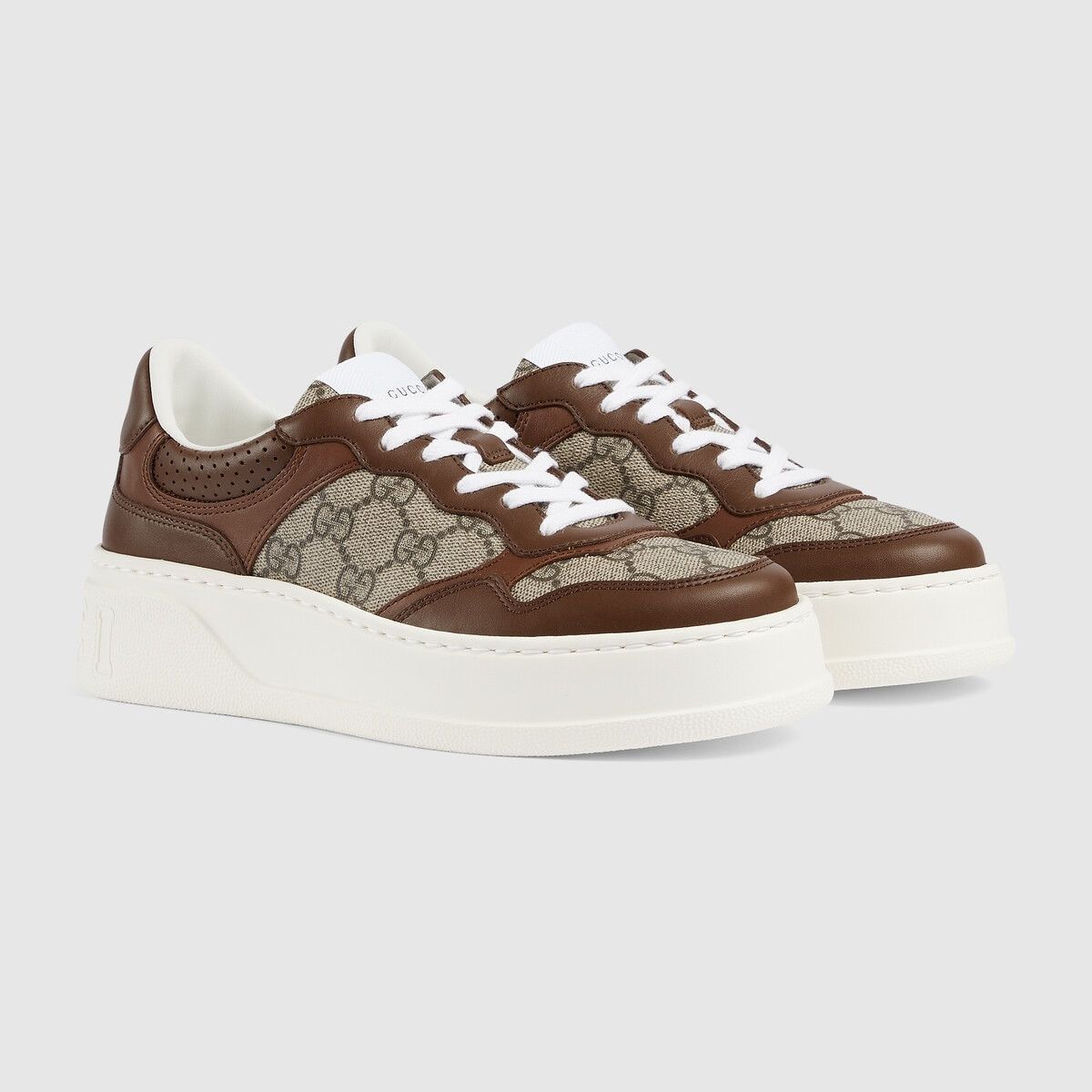 Gucci o1s1wg110225 Women's GG Sneakers in Brown & Beige Size US 5 / IT 35 - 2 Thumbnail