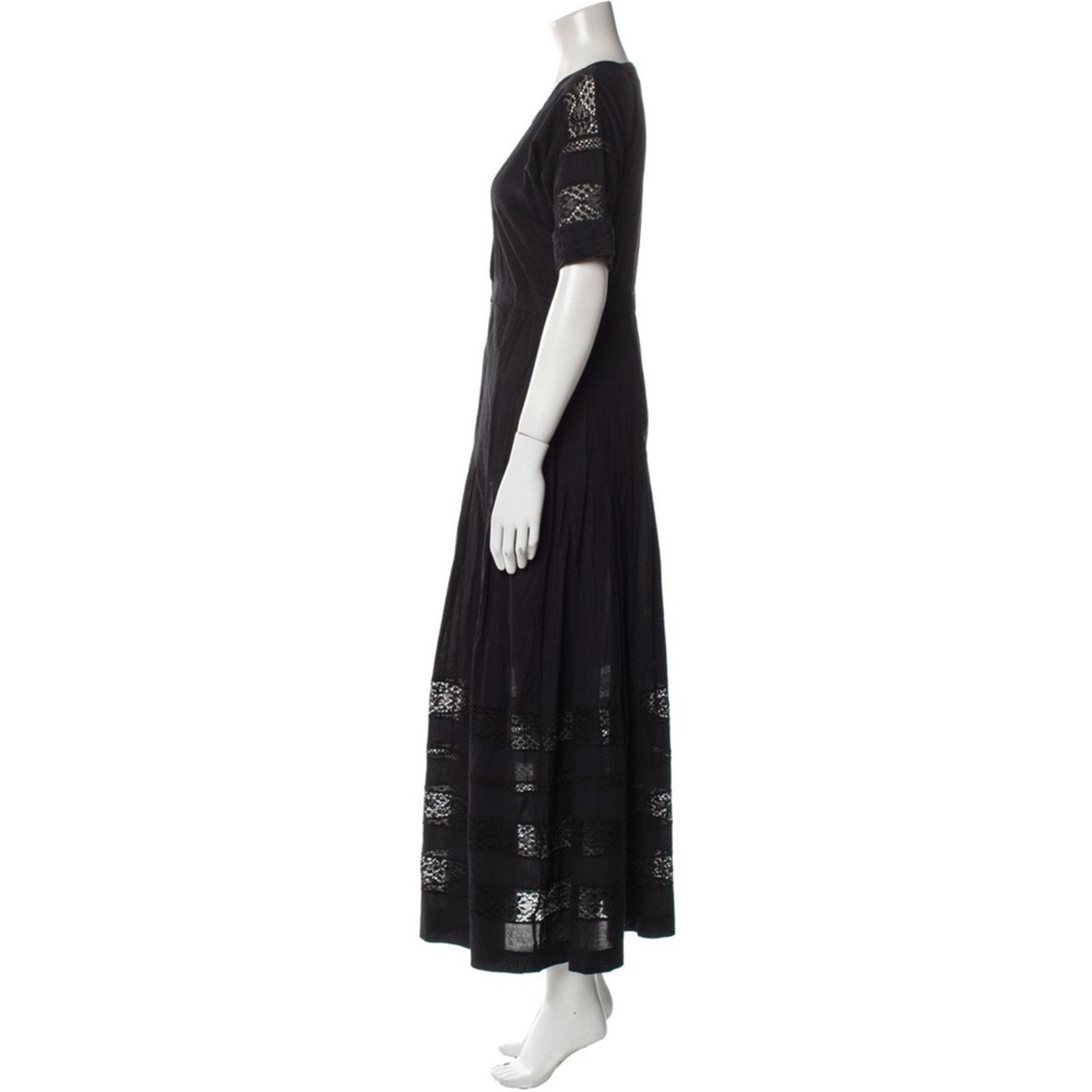 LoveShackFancy LoveShackFancy Edie Lace SS Long Dress - Black, Size M Size M / US 6-8 / IT 42-44 - 2 Thumbnail