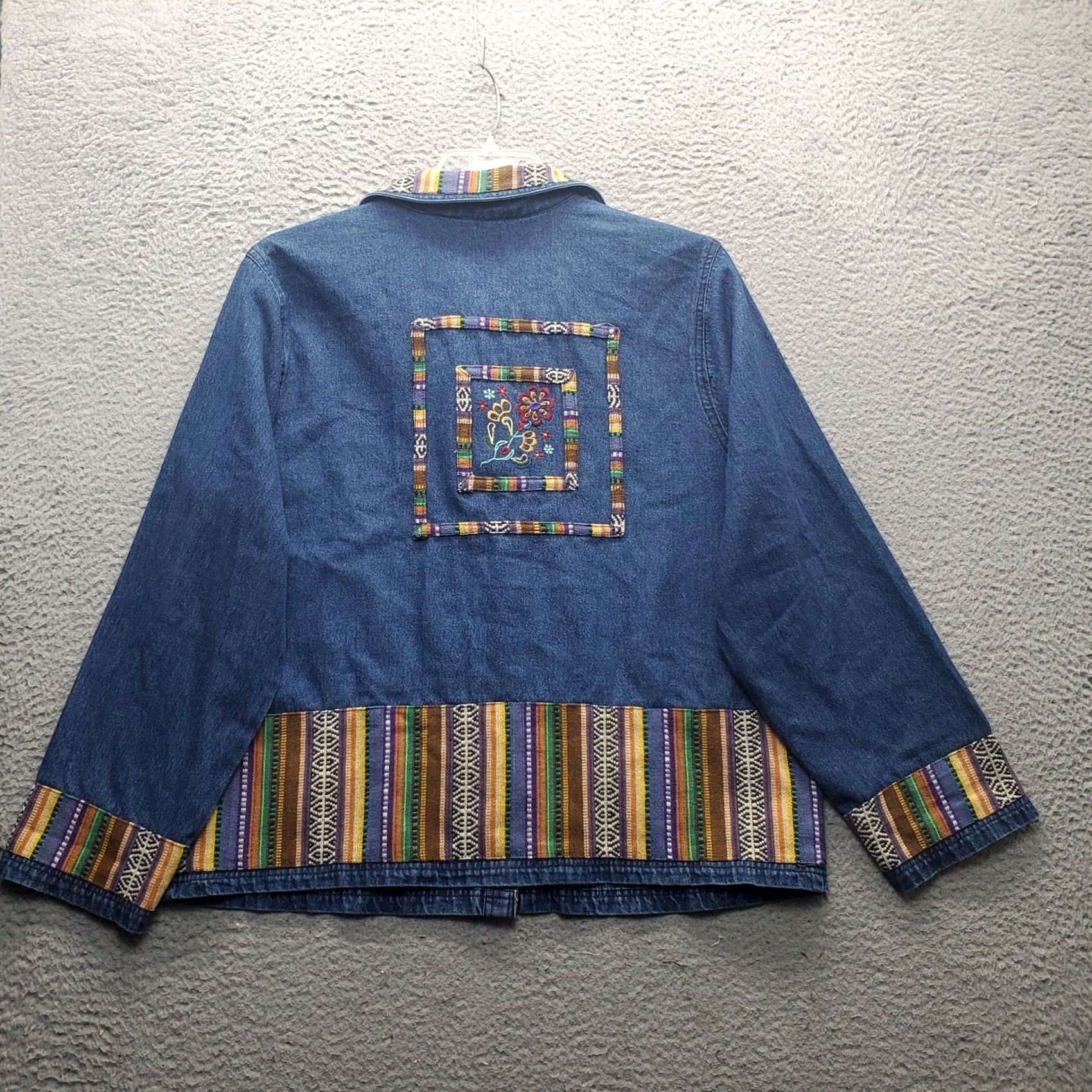 Denime New Identity Jacket Womens XL Blue Denim Embroidered Southwest Boho Button Front Size XL / US 12-14 / IT 48-50 - 2 Thumbnail