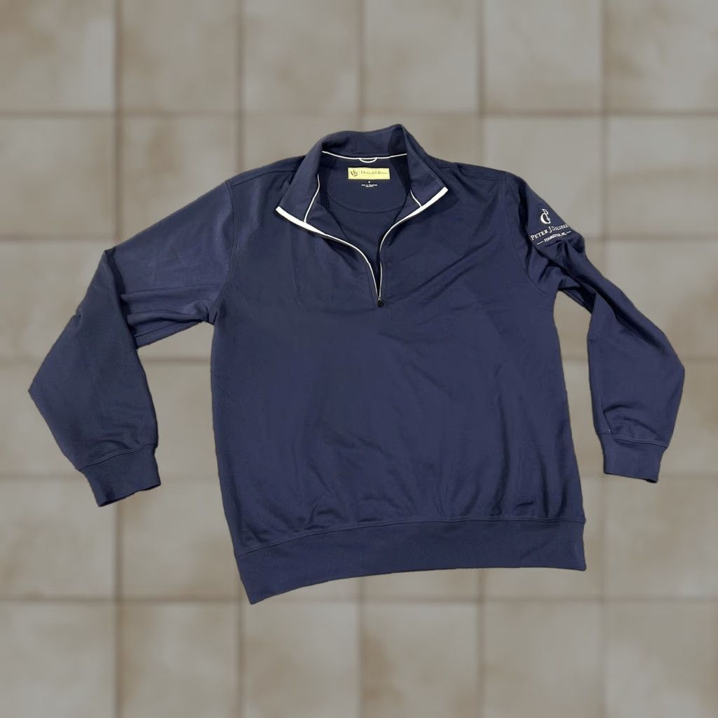 Vintage Donald Ross Sweatshirt Mens Medium Blue 1/4 Zip Golf Pullover Peter J Golueke Knit Polyester Mock Neck Zipper Logo Size US M / EU 48-50 / 2 - 1 Thumbnail