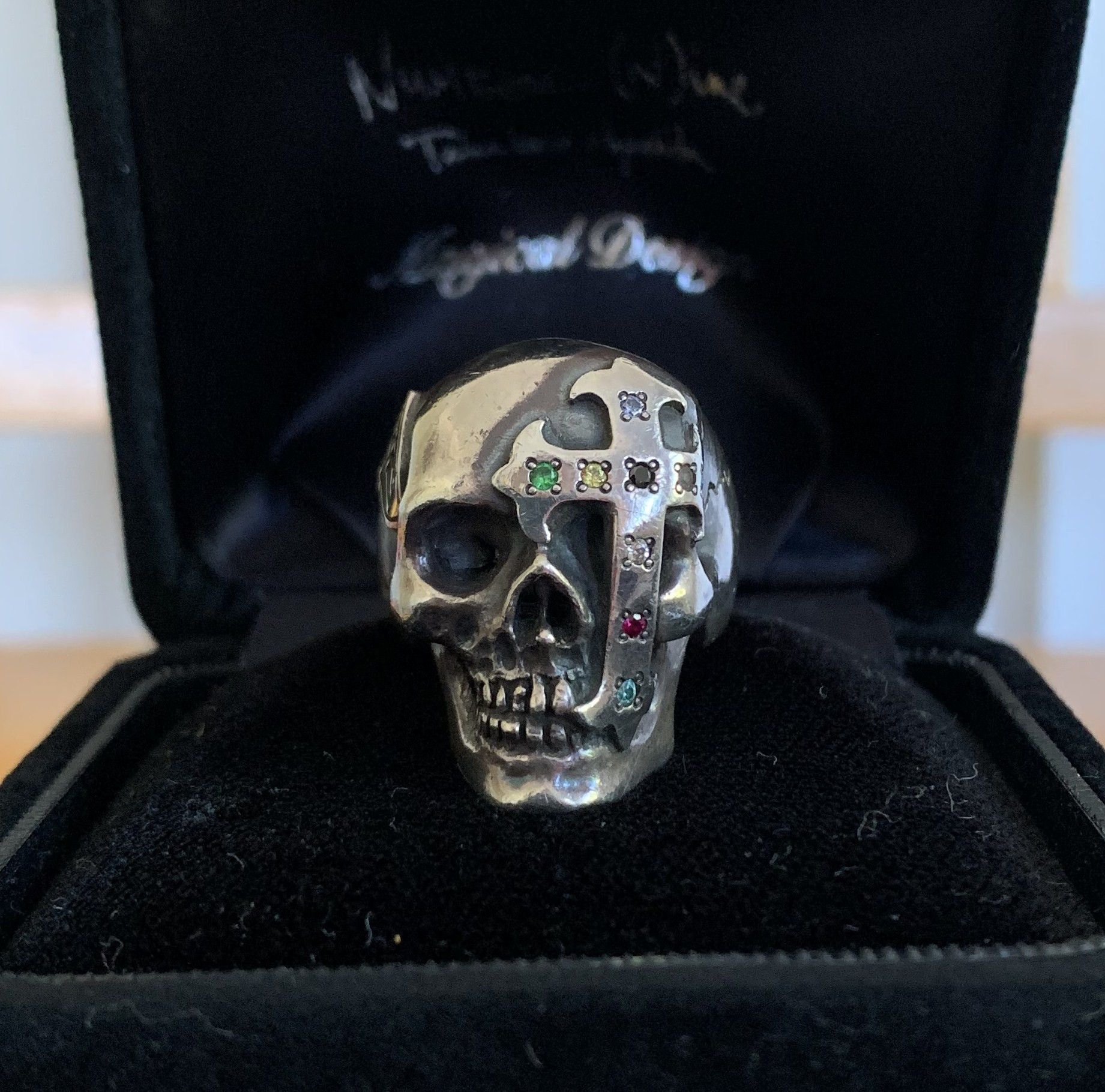 Number (N)ine SS05 "Nightcrawler" Bejeweled Silver Skull Ring w/ box Size ONE SIZE - 2 Thumbnail