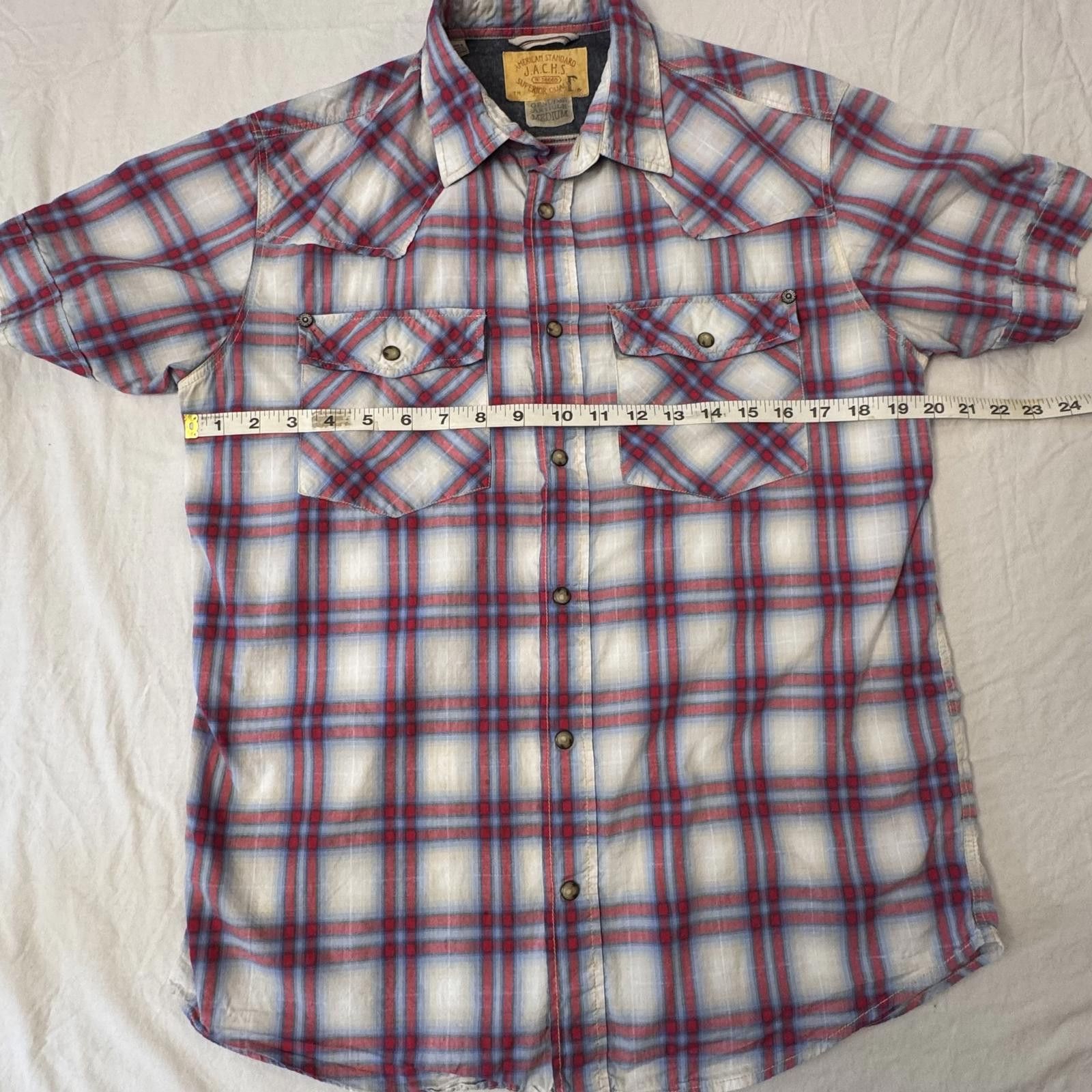 Designer American Standard Mens Med Short Sleeve Plaid Cowboy Western Size US M / EU 48-50 / 2 - 5 Thumbnail