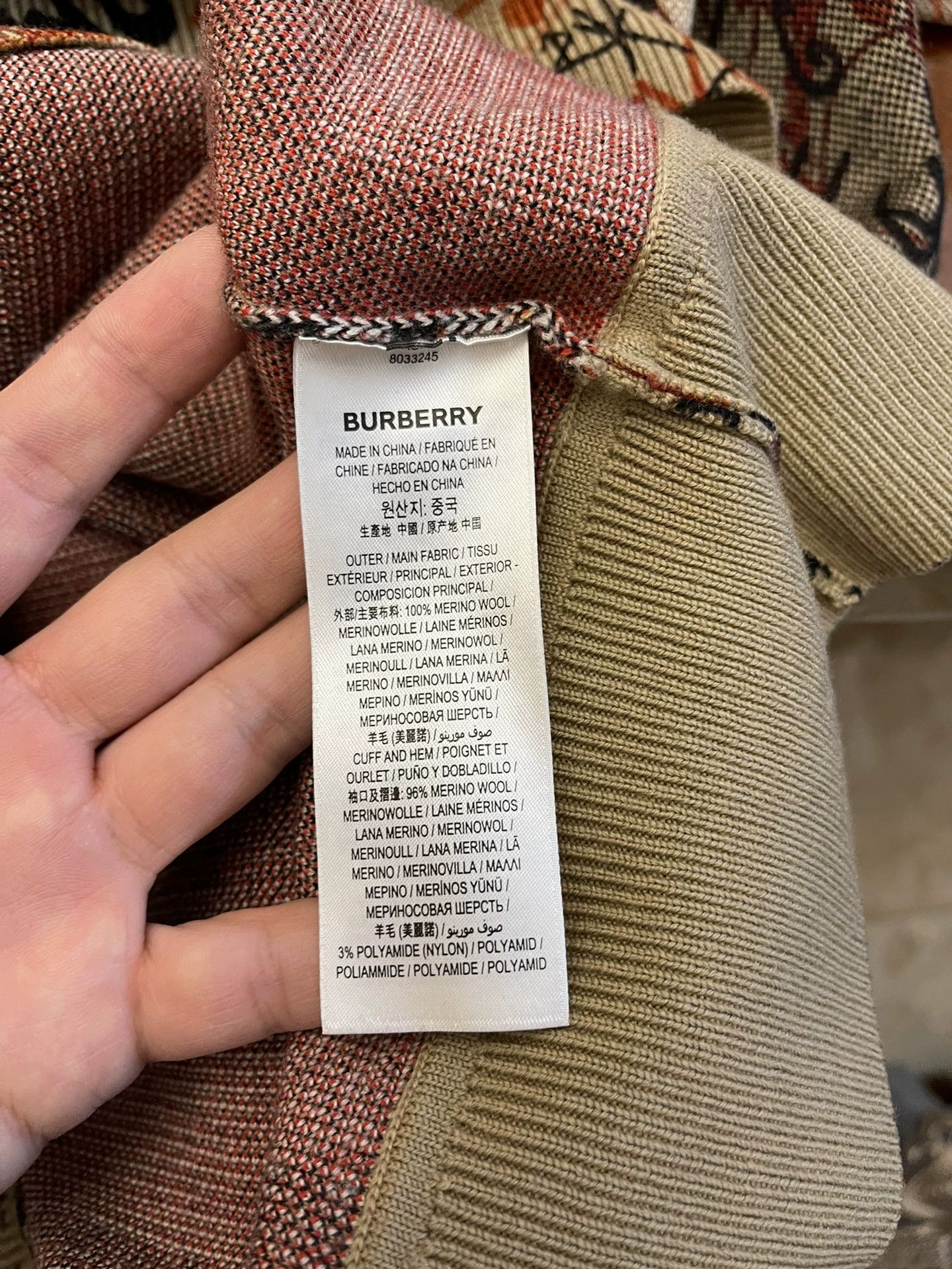 Burberry Burberry Graffiti Runway Check Wool L 98 Sweatshirt Size US L / EU 52-54 / 3 - 4 Thumbnail