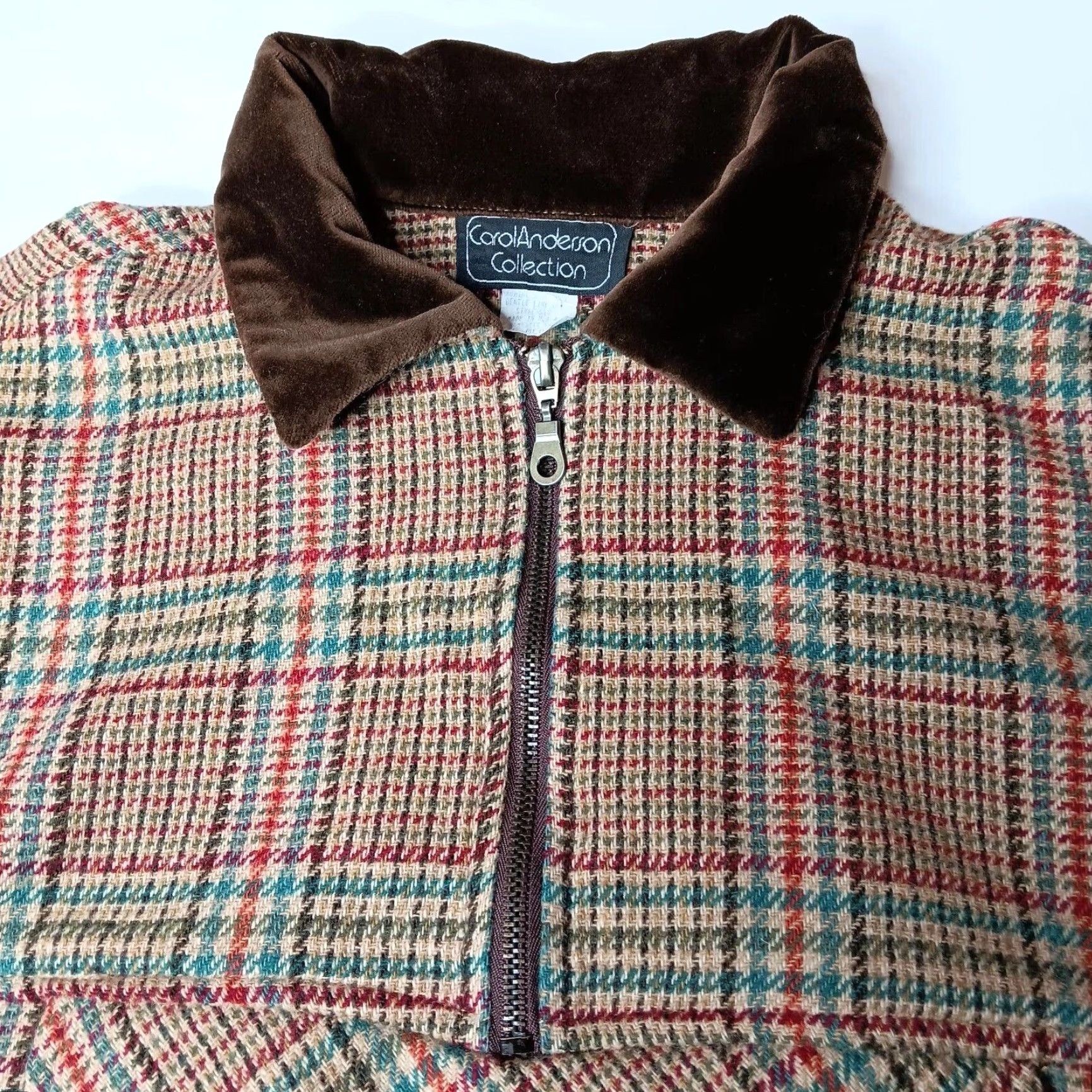 Vintage VINTAGE Carol Little Jacket M Wool Blnd Pullover Brown Plaid Academia 1/4 Zip Mens? Size M / US 6-8 / IT 42-44 - 7 Thumbnail
