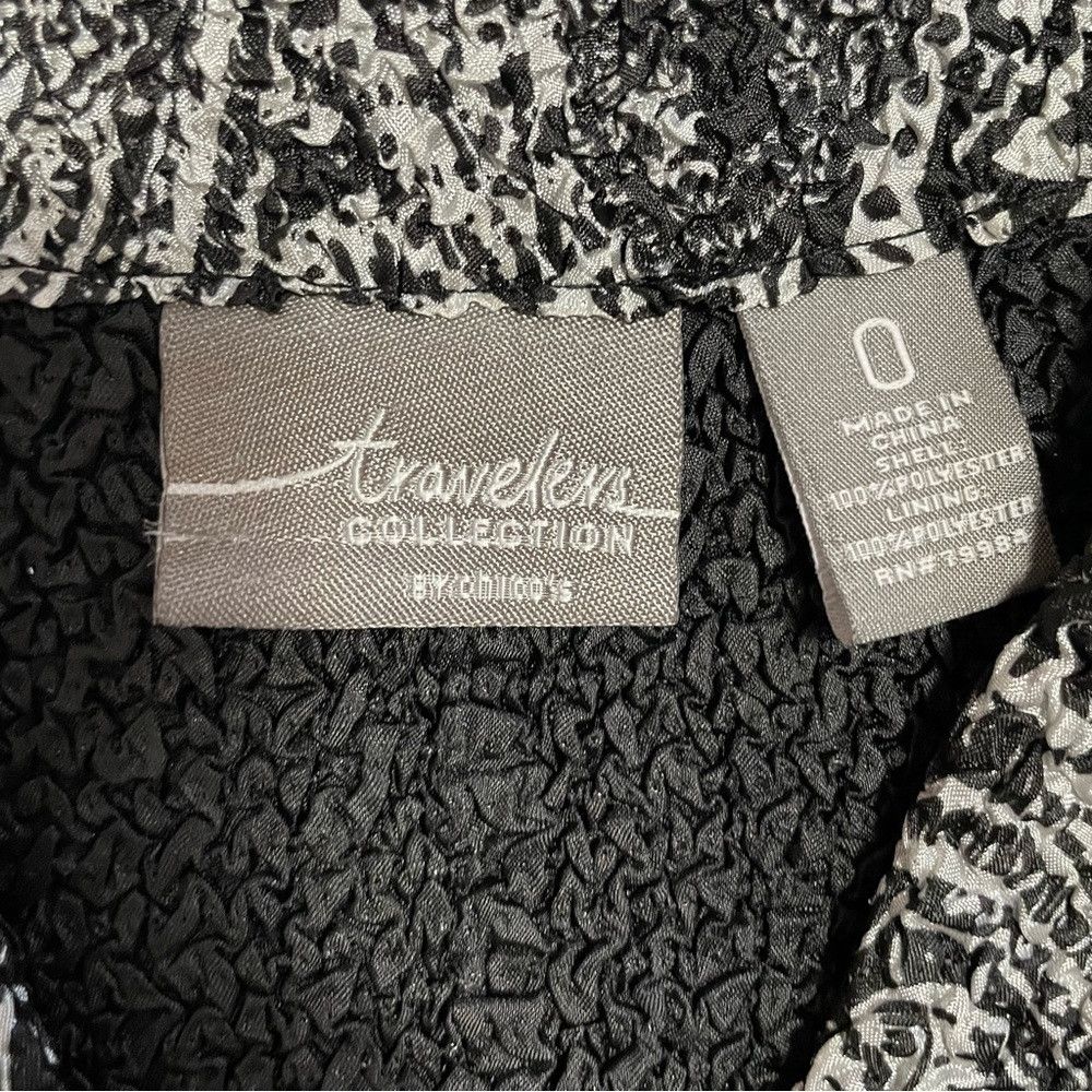 Chicos Chico's Travelers Paisley Black White Crinkle Blazer Jacket Size S / US 4 / IT 40 - 6 Thumbnail