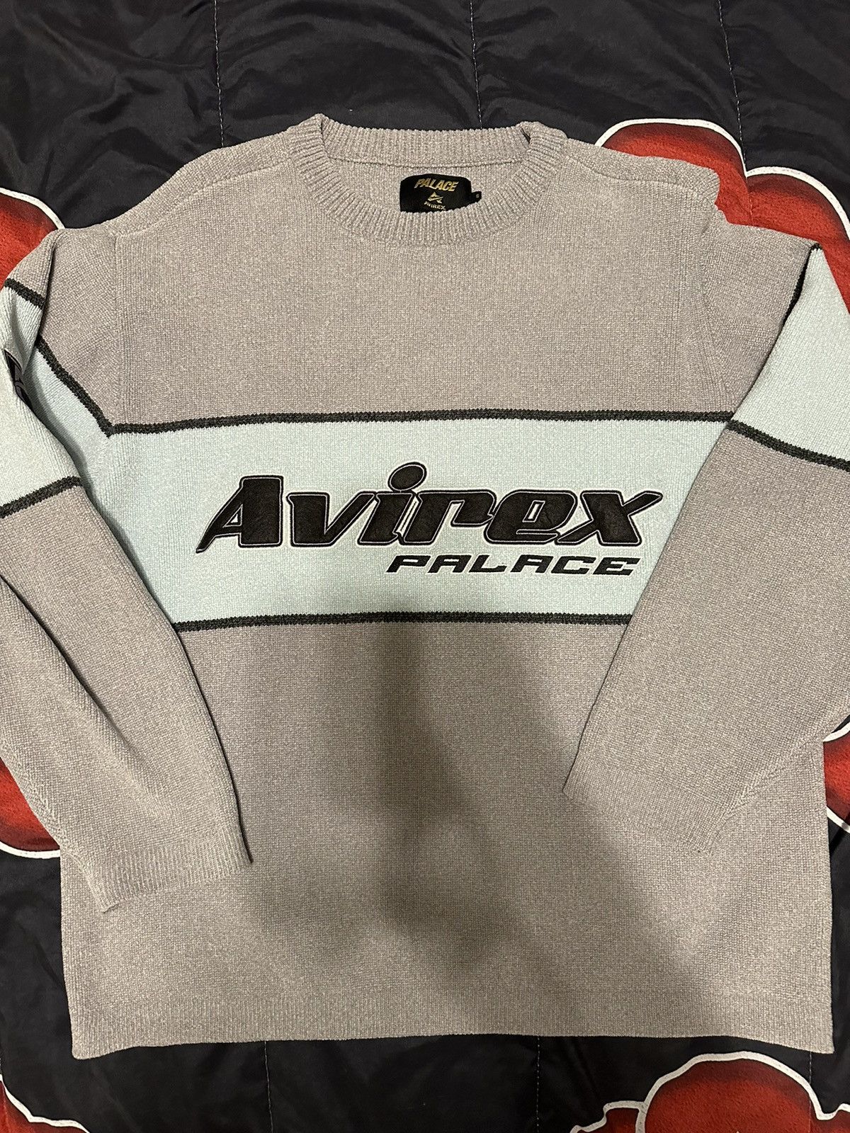 image of Palace Avirex Knit Sweater in Grey, Men's (Size Small)