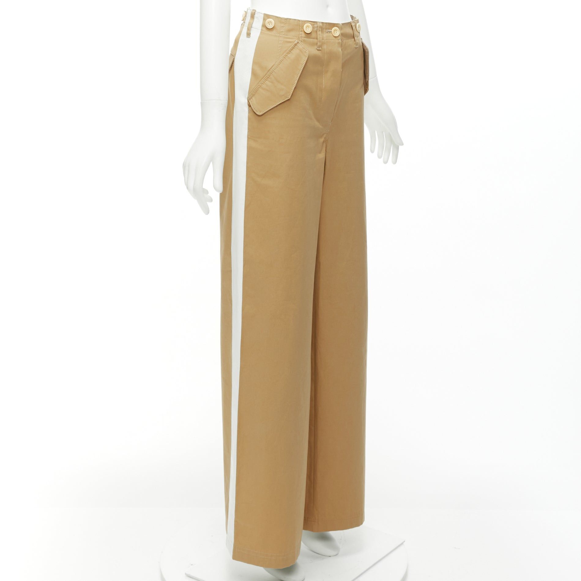 Sacai SACAI LUCK beige off white button embellished waistband wide cargo pants Size 28" / US 6 / IT 42 - 1 Thumbnail