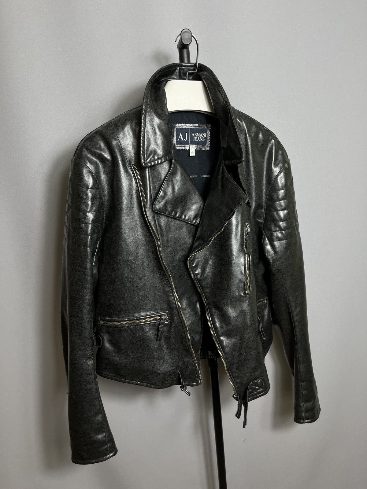 Armani × Giorgio Armani Armani Jeans PVC mens jacket black motorcycle Sz 50 Size US M / EU 48-50 / 2 - 7 Thumbnail