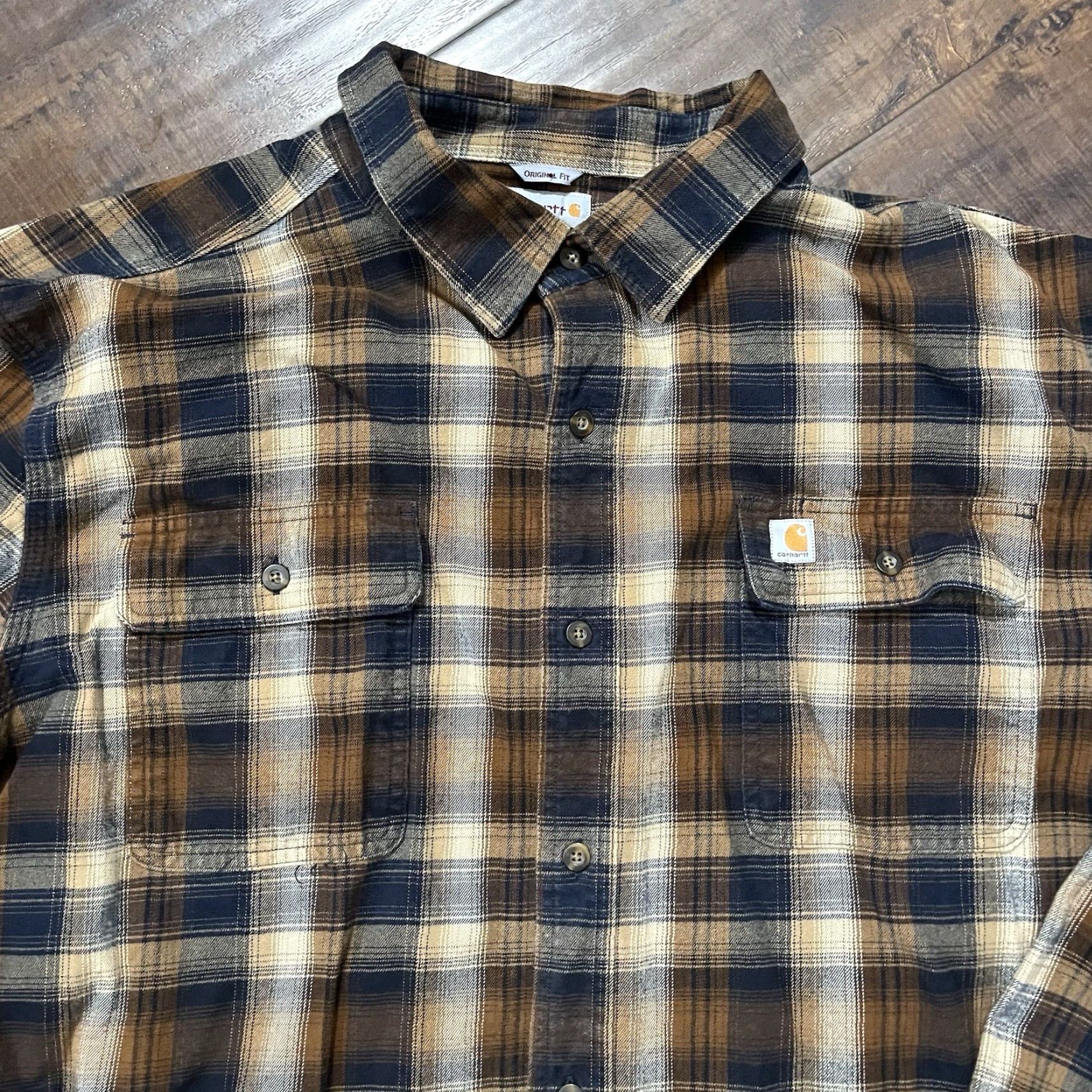 Carhartt Carhartt Shirt Plaid Flannel Button-Up Long Sleeve Mens 2XL Brown Size US XXL / EU 58 / 5 - 3 Thumbnail