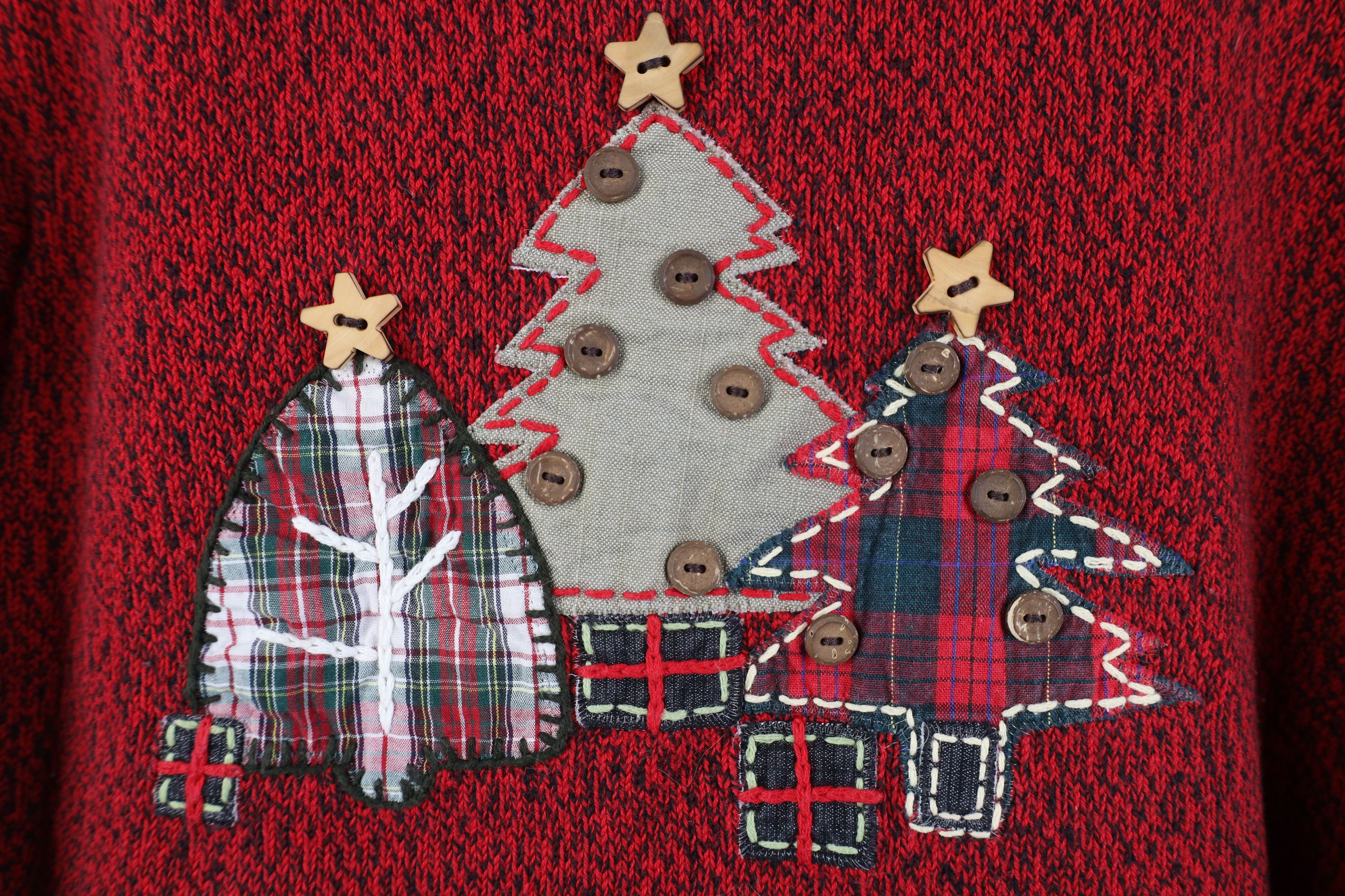 Vintage Vintage 90s Streetwear Christmas Tree Patch Sweater Size M / US 6-8 / IT 42-44 - 4 Thumbnail