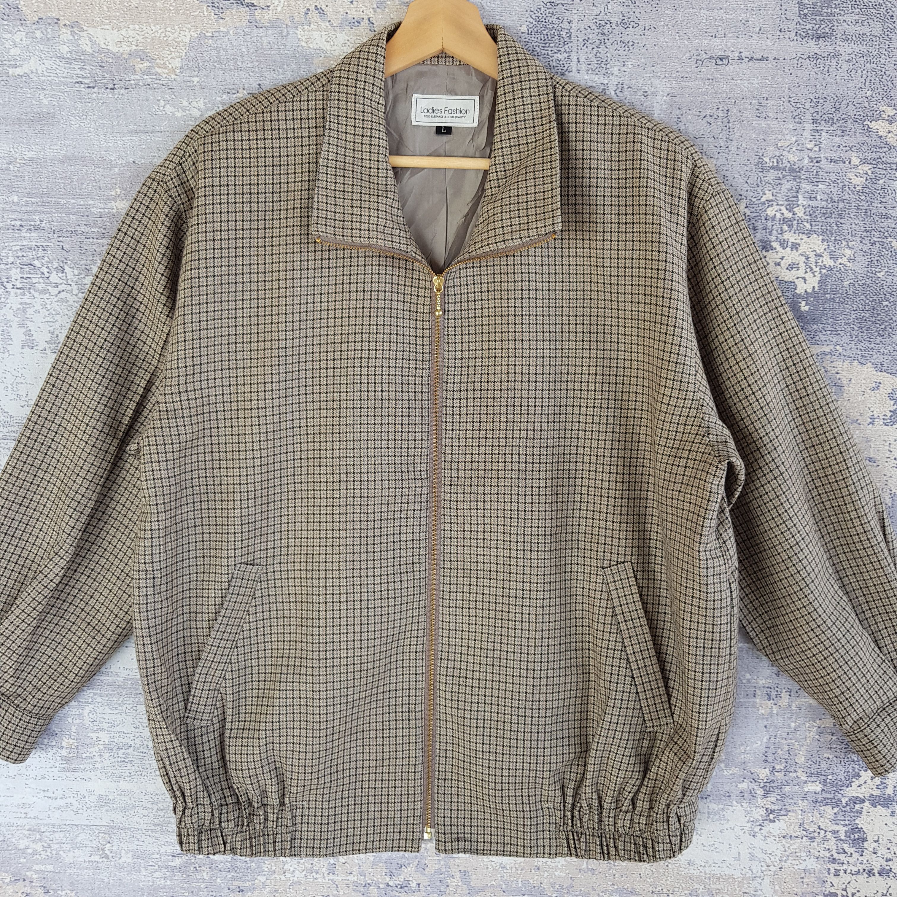 Vintage Vintage Japanese Tartan Plaid Wool Varsity Jacket Size US L / EU 52-54 / 3 - 3 Thumbnail
