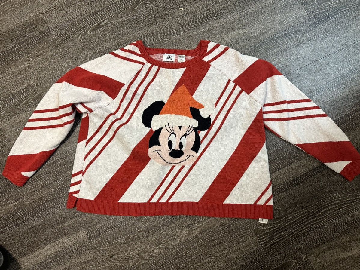 Disney Disney Minnie Mouse Christmas Xmas Candy Cane Sweater Size XL / US 12-14 / IT 48-50 - 1 Thumbnail