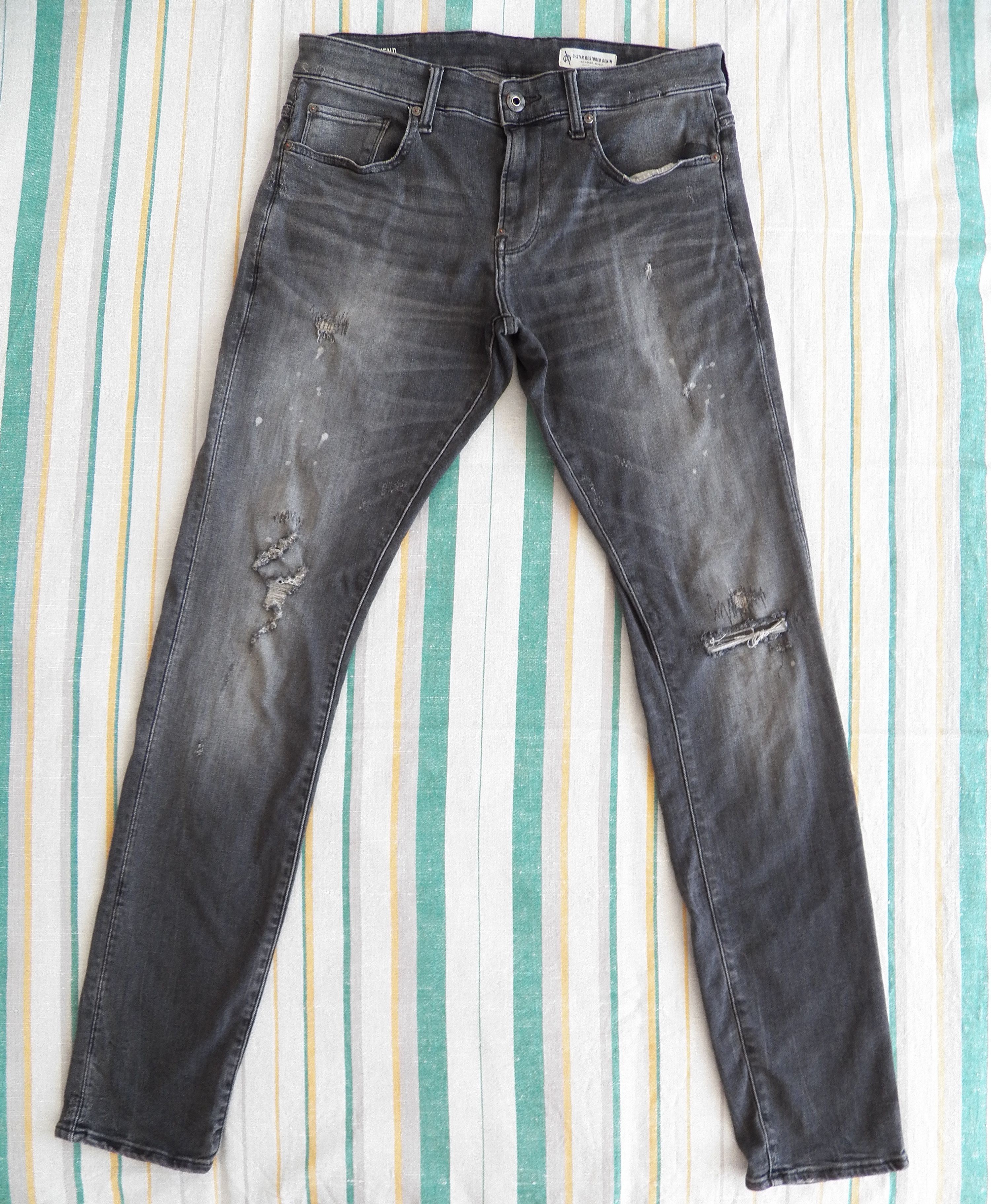 G-Star Revend Skinny Jeans W33 L34 Restored Antic Faded Rip