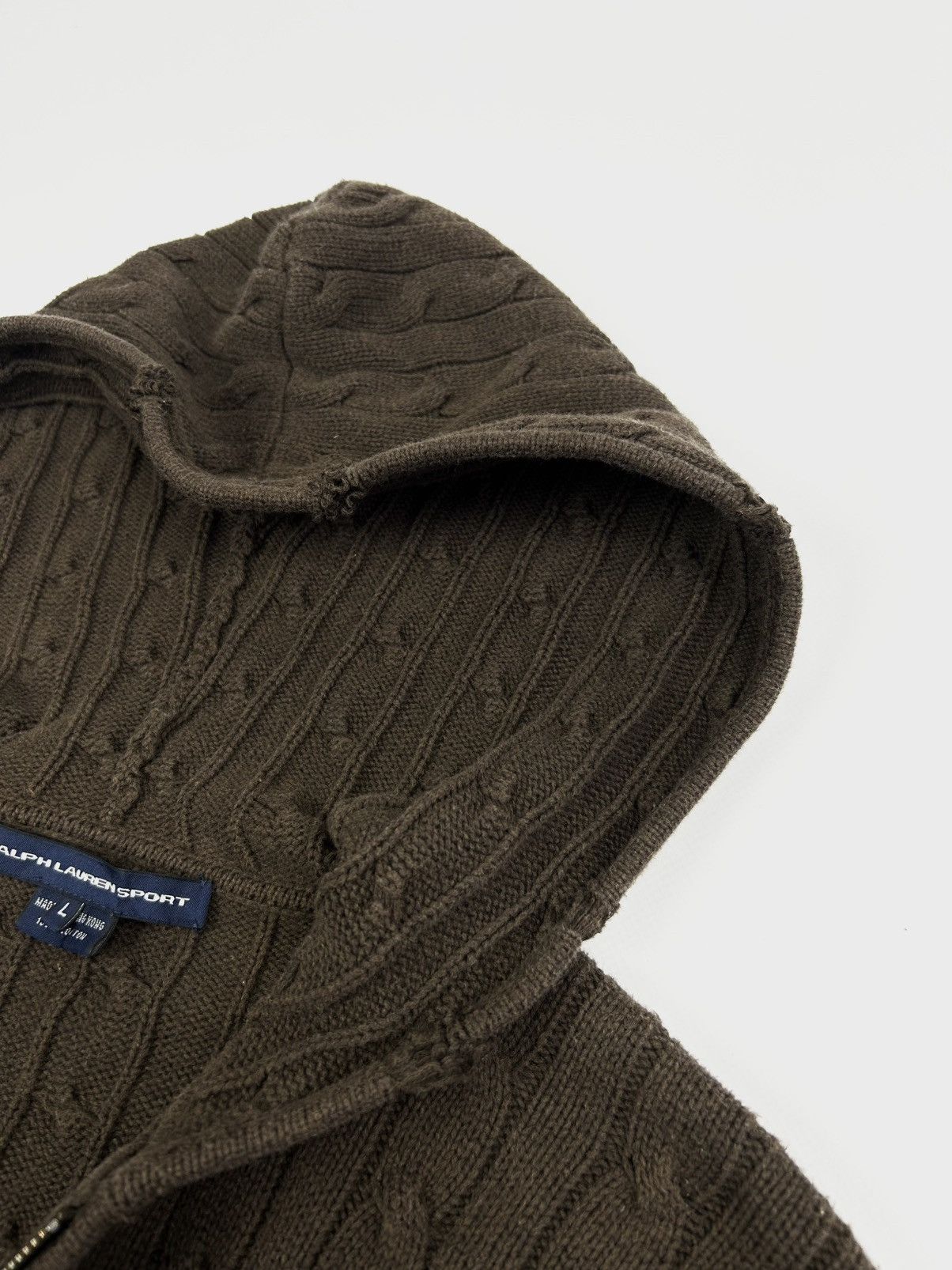 Ralph Lauren Sport Vintage Ralph Lauren Knitted Zip Hoodie Sweater Rare Bronw Size L / US 10 / IT 46 - 11 Thumbnail