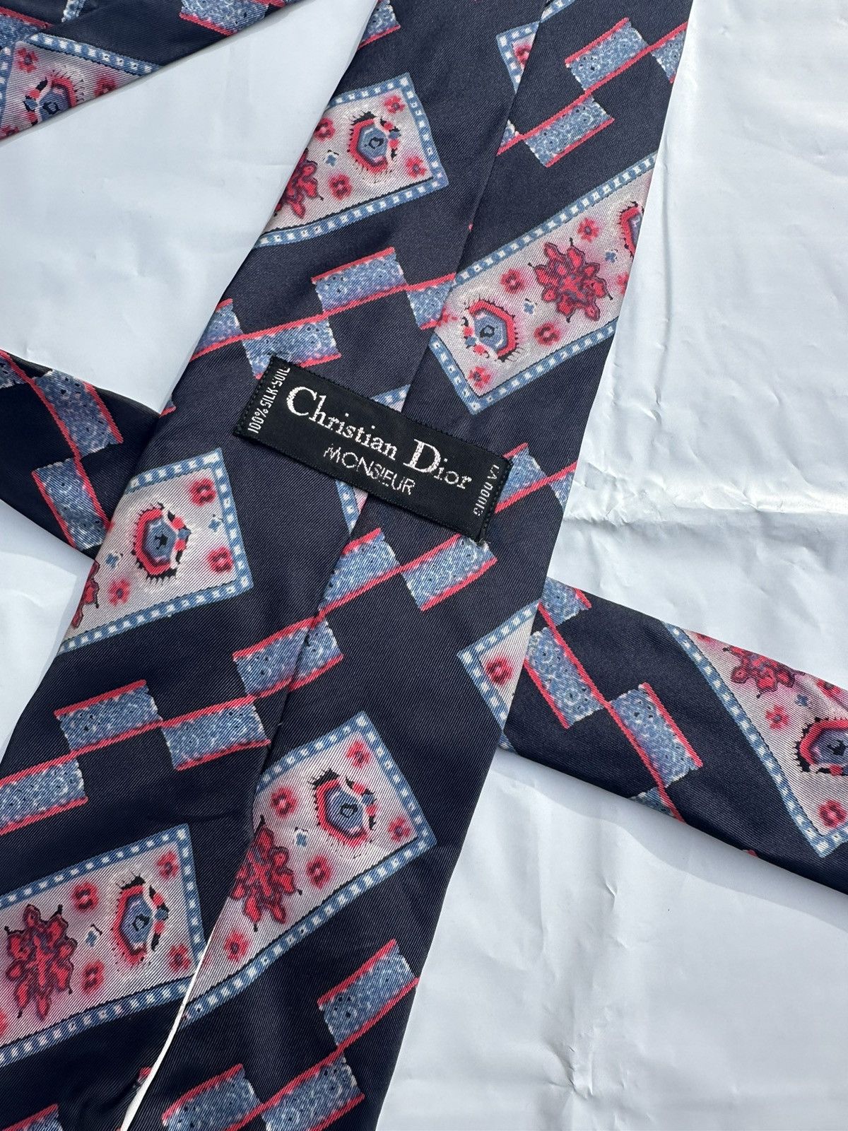 Christian Dior Monsieur × Vintage Vintage Christian Dior Patterned Luxury Tie Size ONE SIZE - 3 Thumbnail