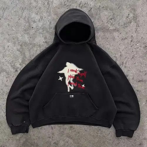 Japanese Brand × Vintage Black washed vintage astronaut printed cotton hoodie y2k Size US L / EU 52-54 / 3 - 1 Thumbnail