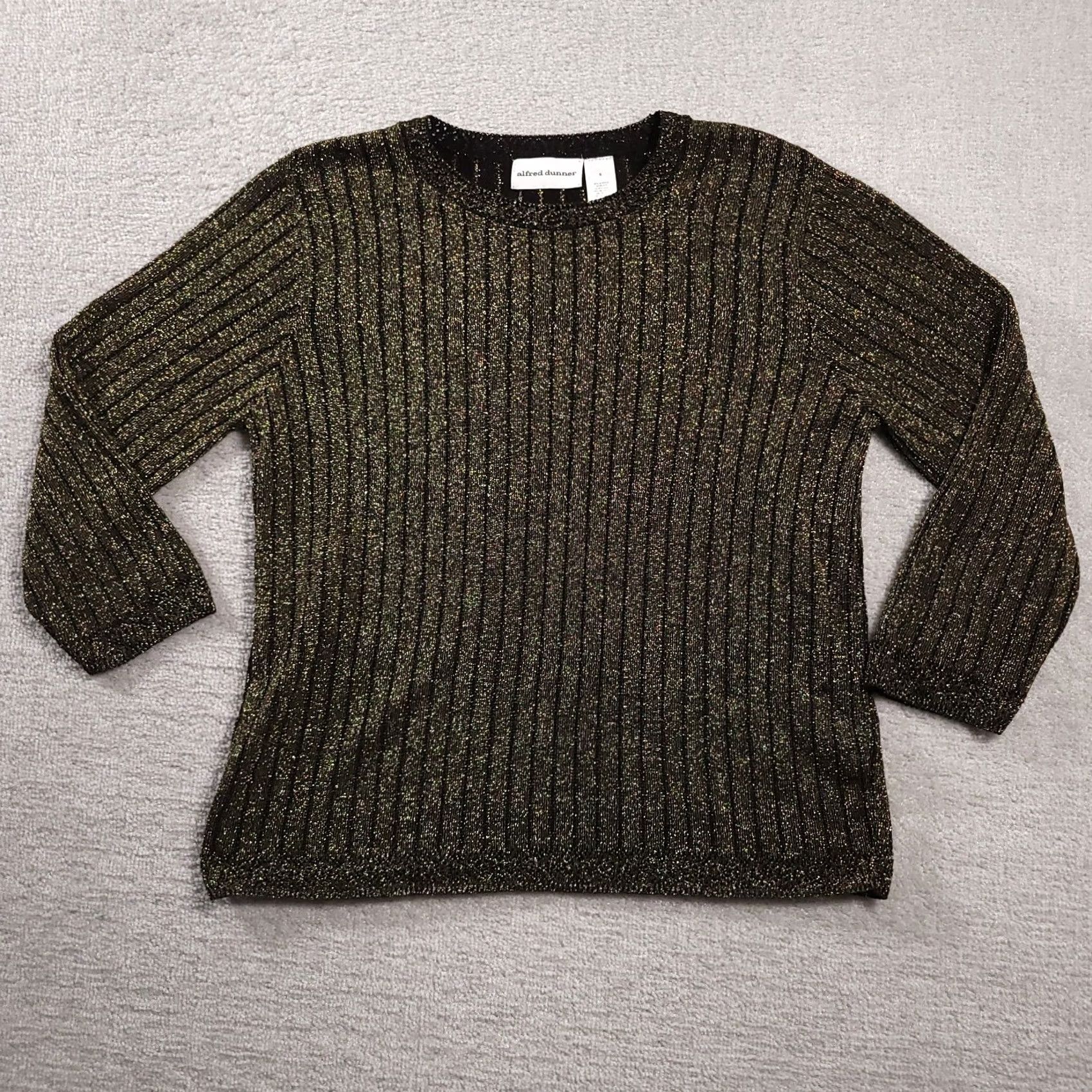 Vintage VINTAGE Alfred Dunner Shirt Women S Gold Black L/S Sweater Shimmer USA Ribbed 90s Mens Women Girls? Size S / US 4 / IT 40 - 2 Thumbnail