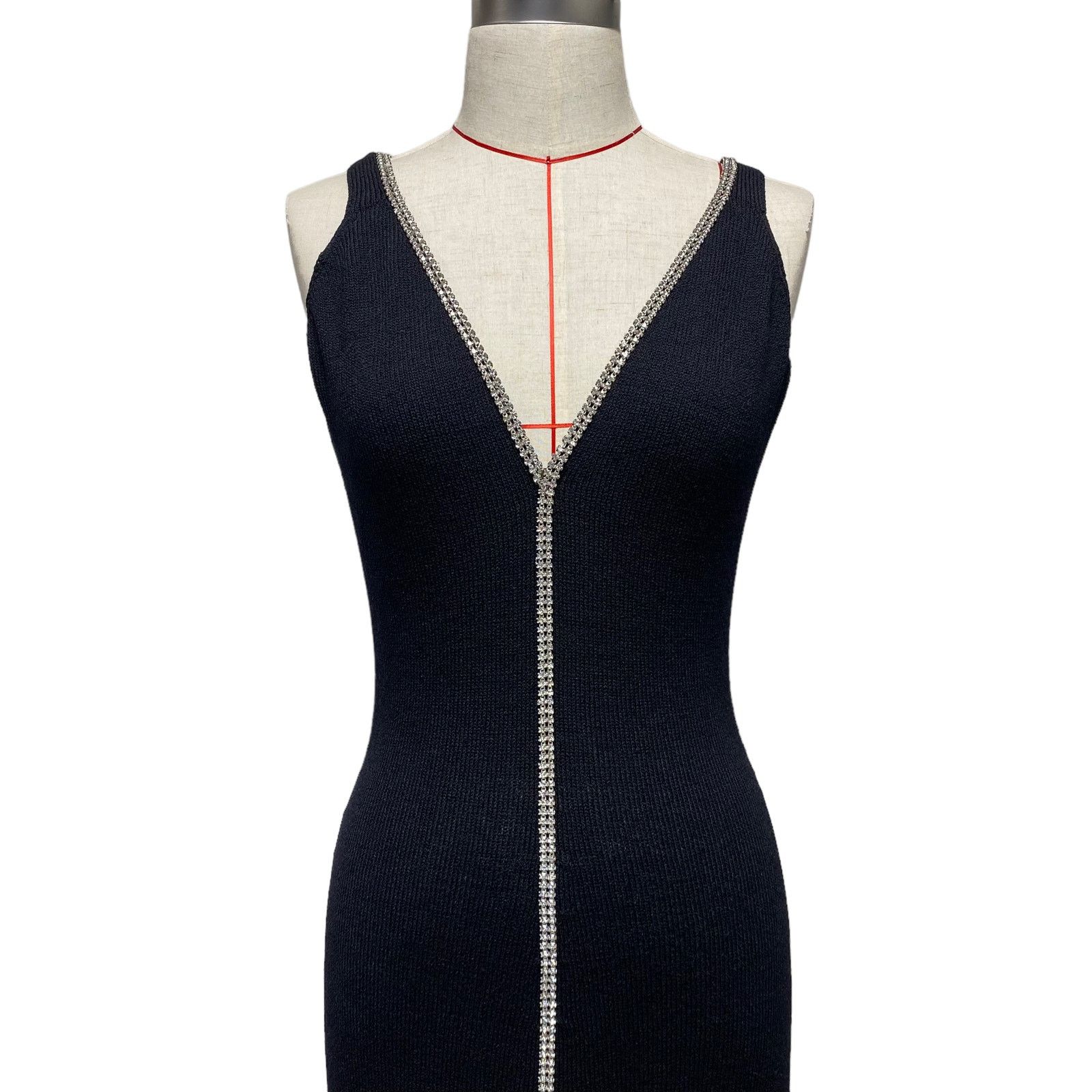 Vintage Vintage Mady Gerrard Womens Knit Rhinestone Long Dress Size ONE SIZE - 3 Thumbnail