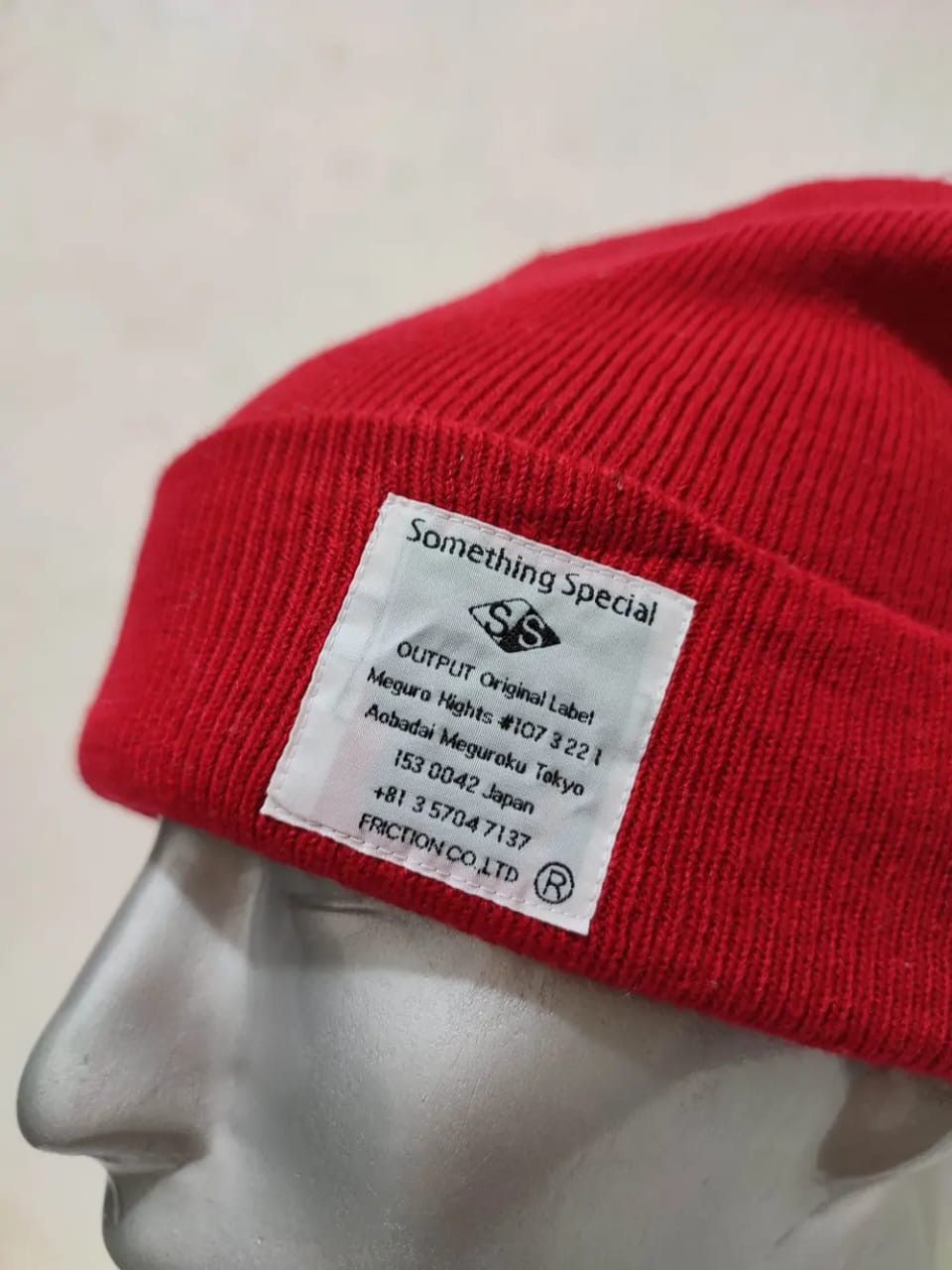 Japanese Brand Friction Co Red Japanese Beanie Hats Size ONE SIZE - 2 Thumbnail