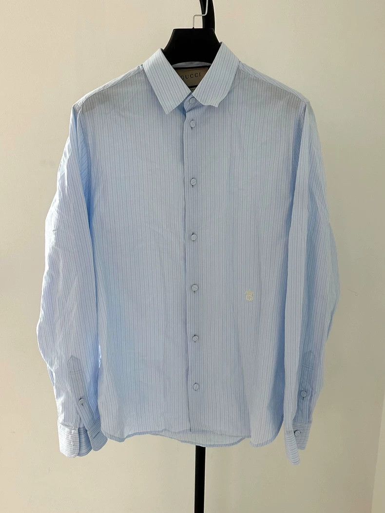 Gucci Size15 Striped embroidered shirt with long sleeves