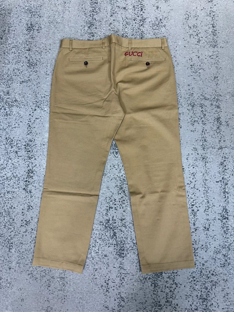 Gucci Khaki back embroidered logo casual pants 2501-Nextarr