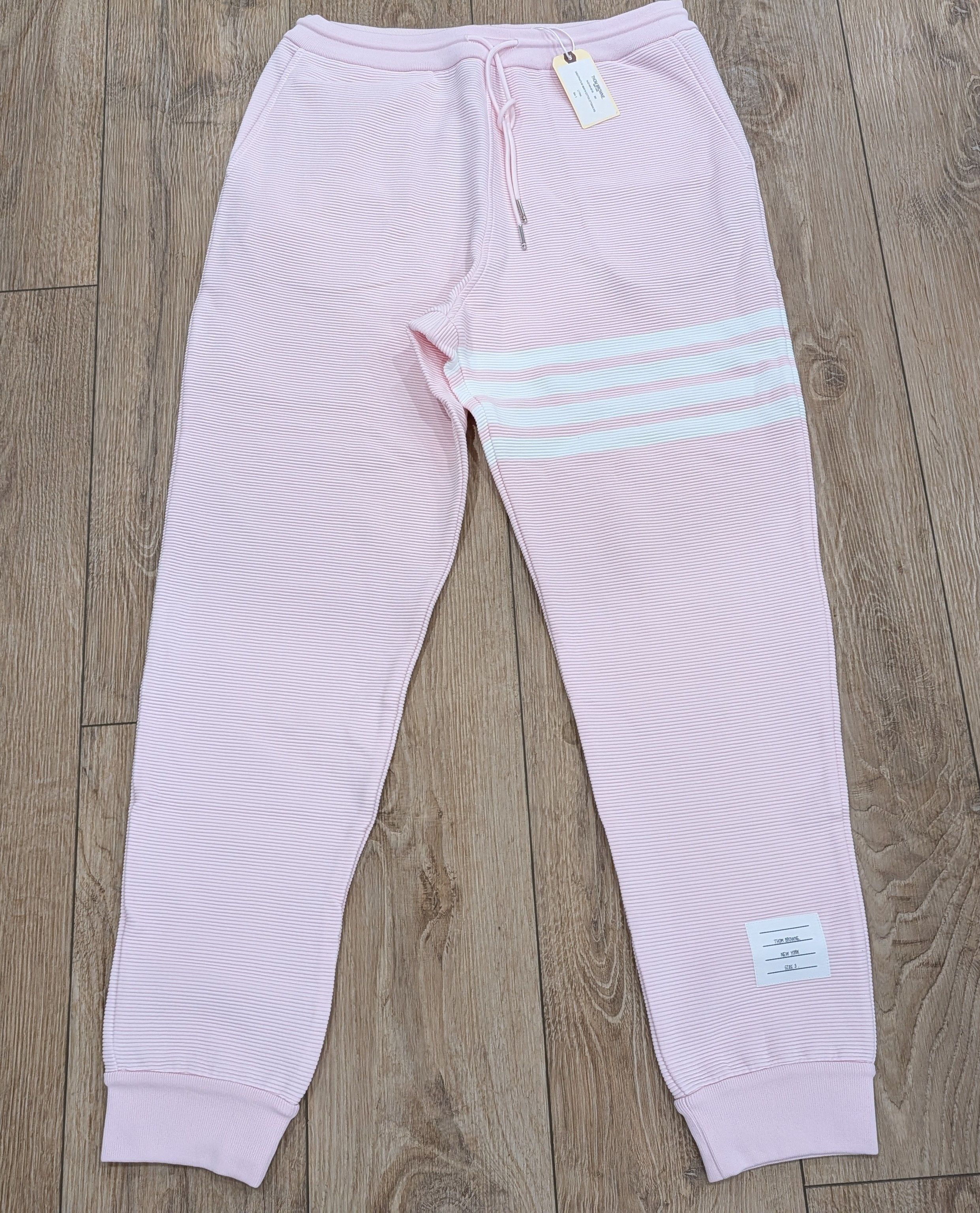 Thom Browne THOM BROWNE 4 Bar Cotton Jogger Pants Light Pink 3 - Large Size US 34 / EU 50 - 1 Thumbnail