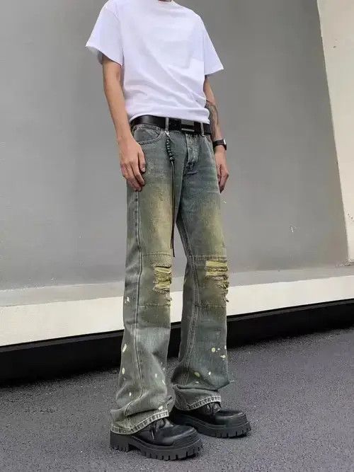 Japanese Brand × Jean Retro nostalgic washed ripped jeans with splashes of ink Size US 32 / EU 48 - 2 Thumbnail