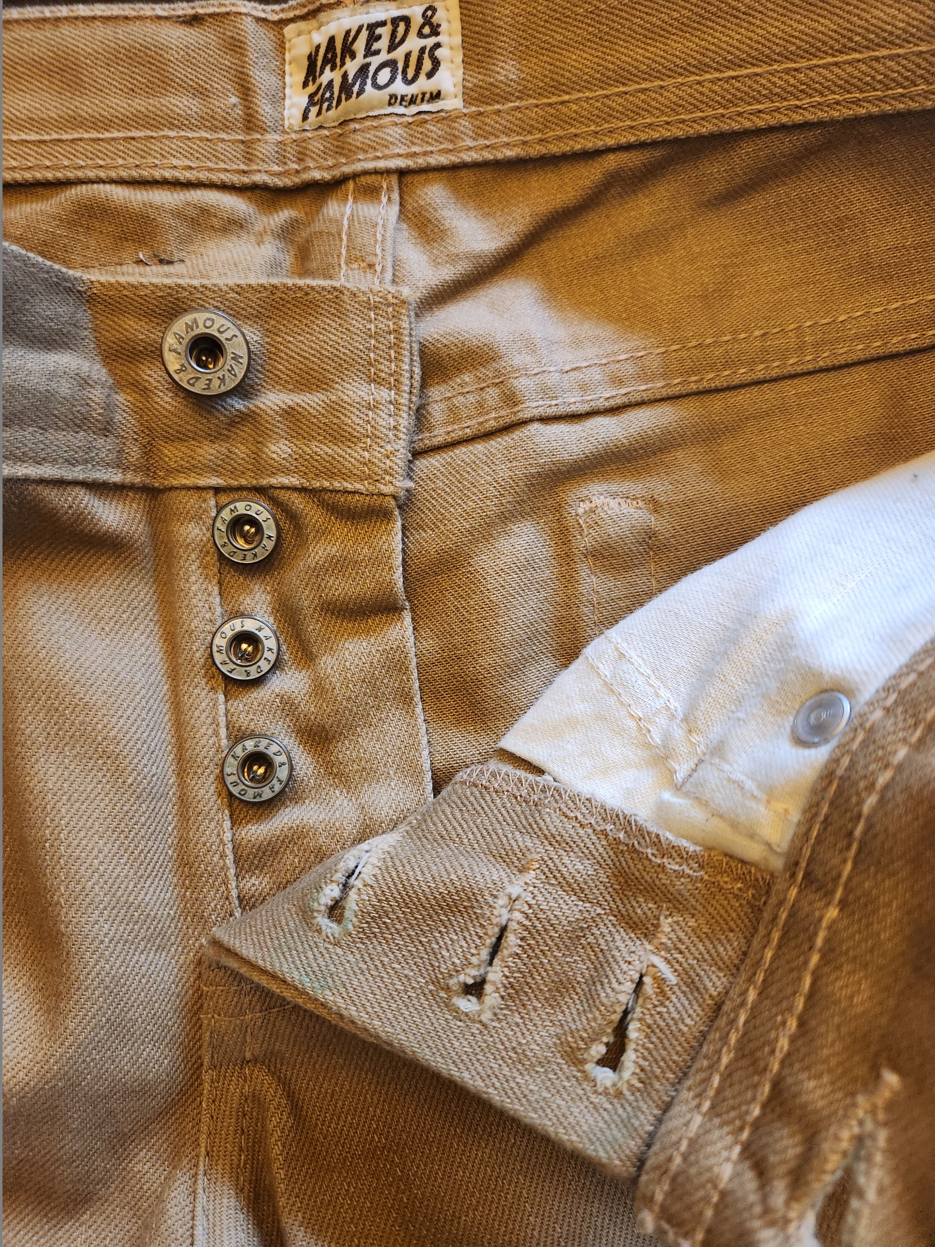 Naked & Famous Wierdguy Selvedge Chino Tan Denim Jeans Size 30" / US 8 / IT 44 - 5 Thumbnail