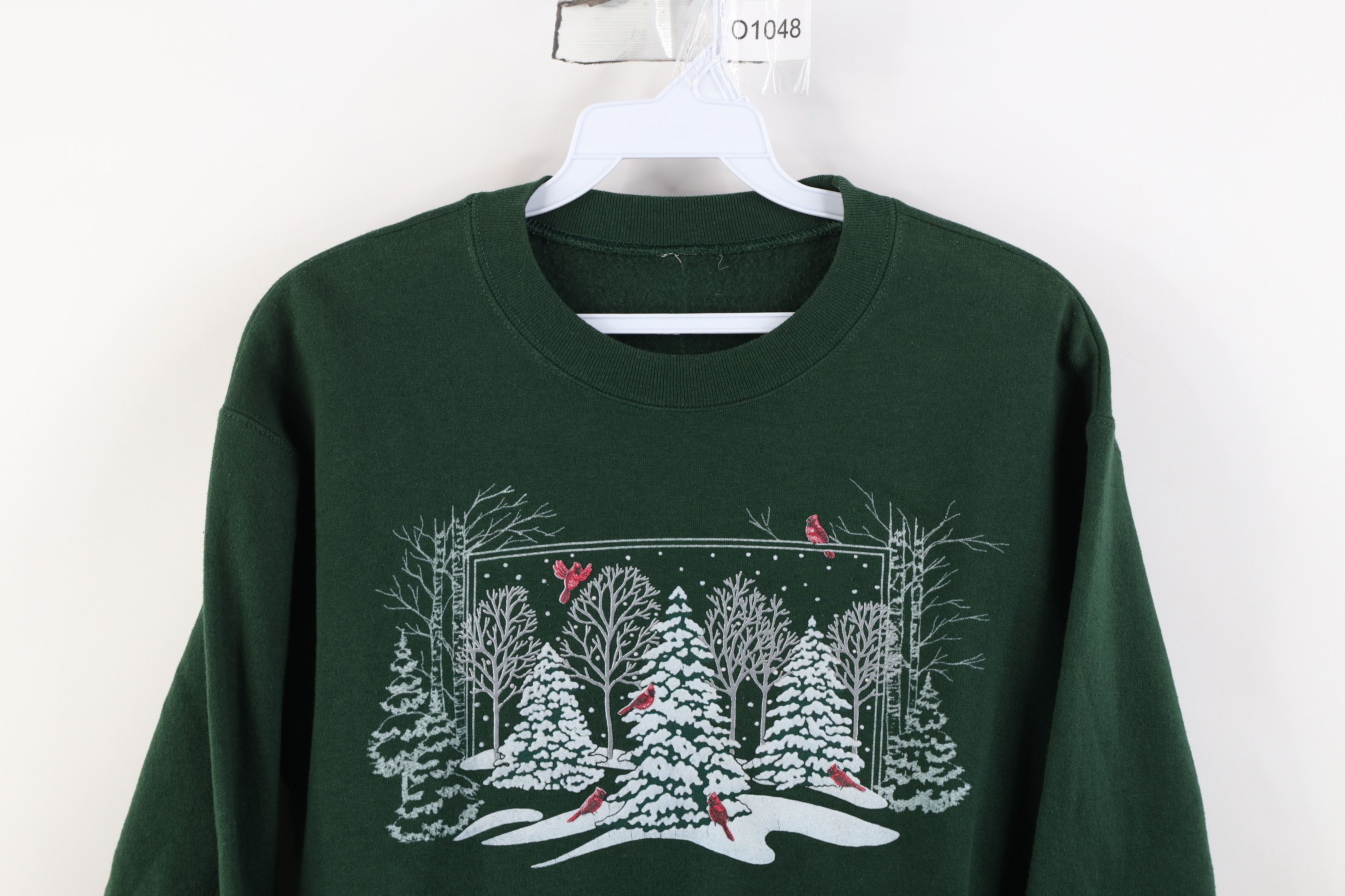 Vintage Vintage 90s Streetwear Winter Snow Birds Sweatshirt Green Size M / US 6-8 / IT 42-44 - 2 Thumbnail