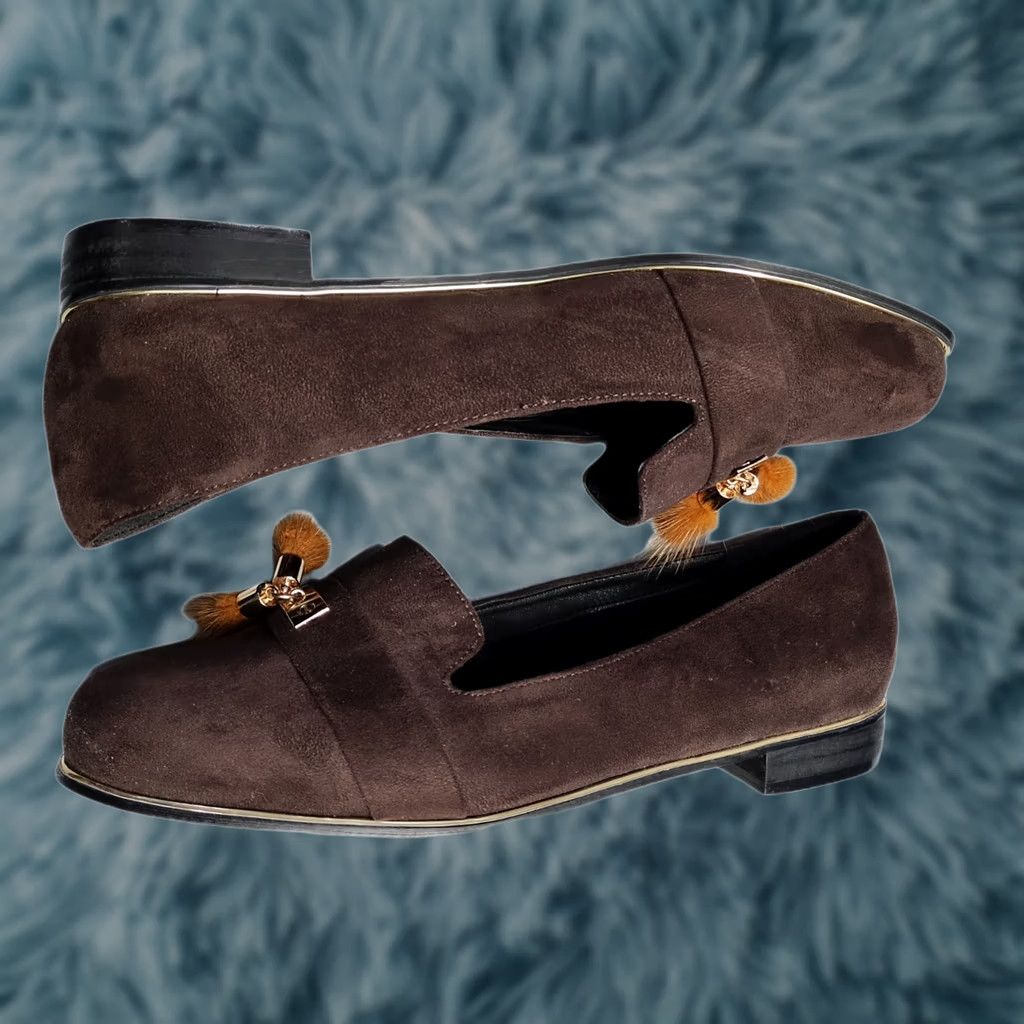 Vintage Beacon Loafers Womens 11W Brown Upper Suede Tassel Accent Square Toe Slip On Shoes Size US 11 / IT 41 - 1 Thumbnail