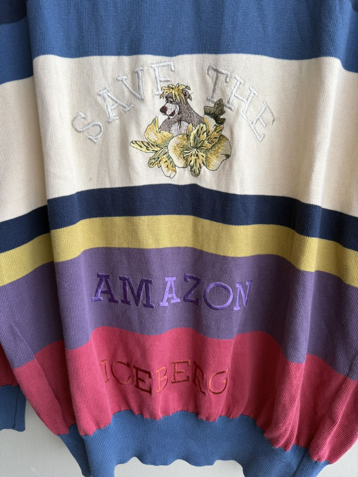 Iceberg Vintage ICEBERG Save The Amazon Baloo Bear Disney Sweater Size US XL / EU 56 / 4 - 2 Thumbnail
