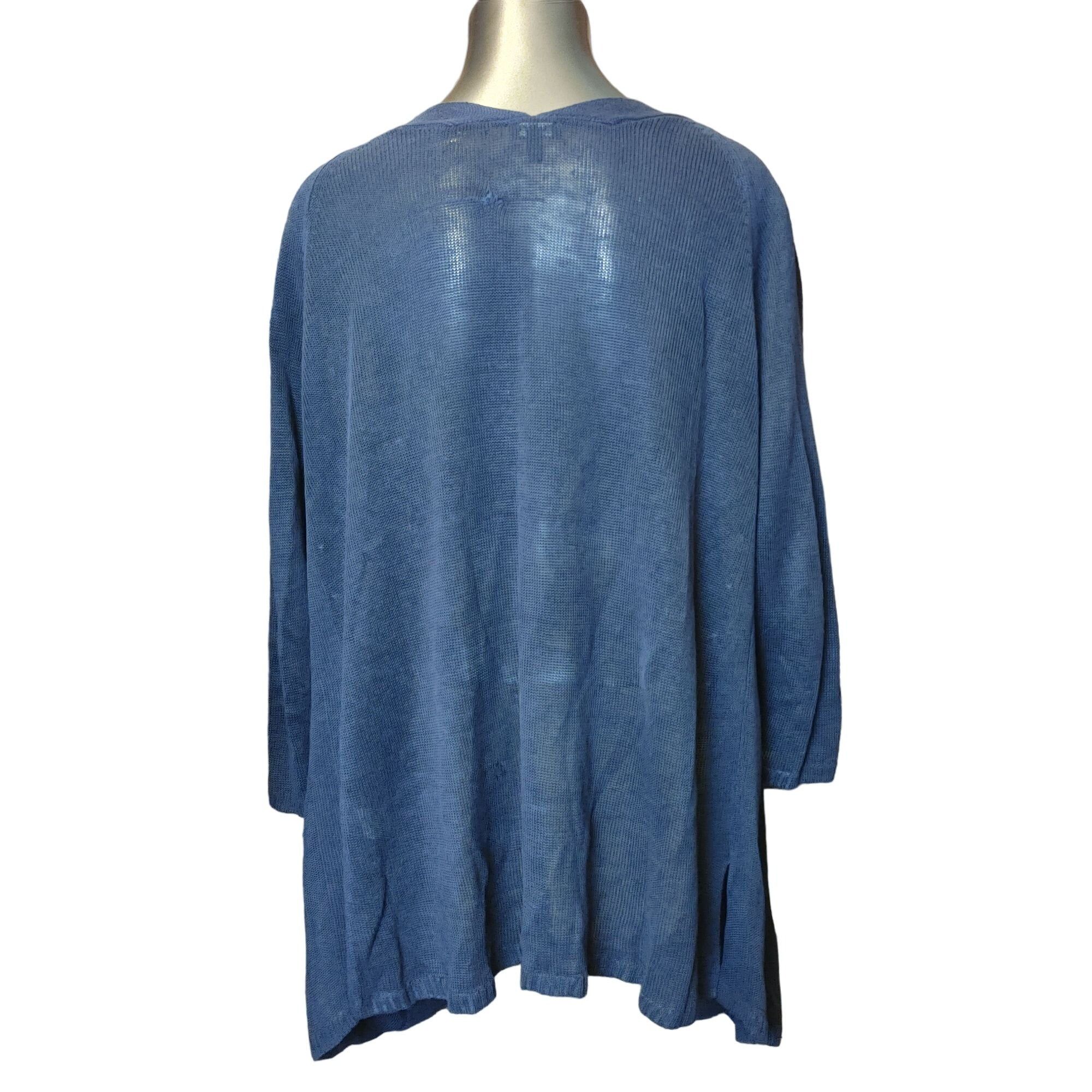 Talbots TALBOTS Womens 1X Blue Linen Knit Open Front Long Sleeve Lon Size XL / US 12-14 / IT 48-50 - 2 Thumbnail
