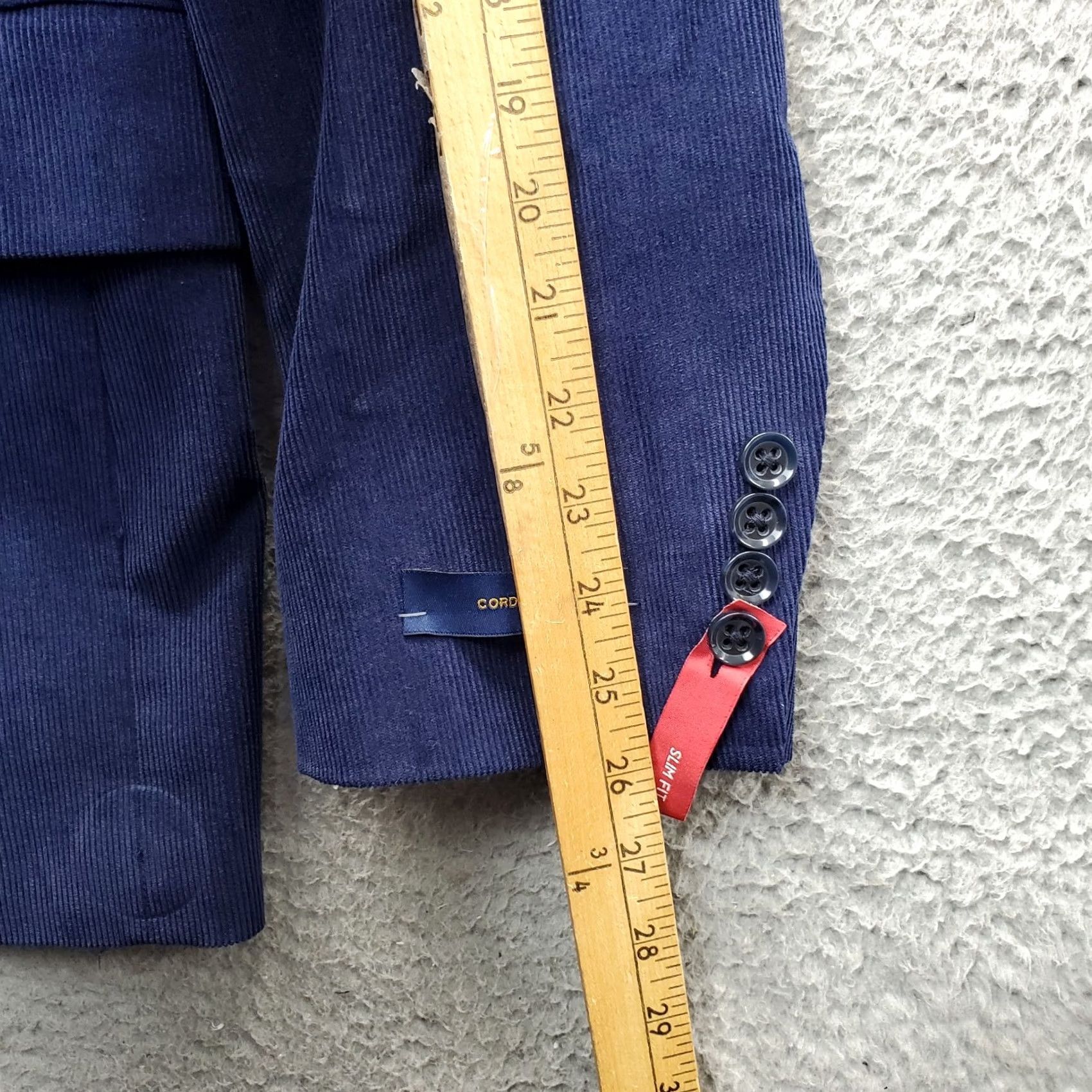 Stafford Stafford Navy Corduroy Blazer Mens 48 Slim Fit Double Breasted Peak Lapel Jacket Size 48R - 5 Thumbnail