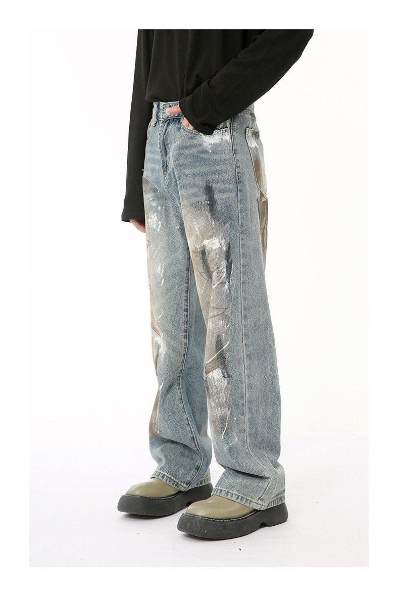 Japanese Brand Washed and distressed style dirty graffiti jeans Size US 32 / EU 48 - 5 Thumbnail