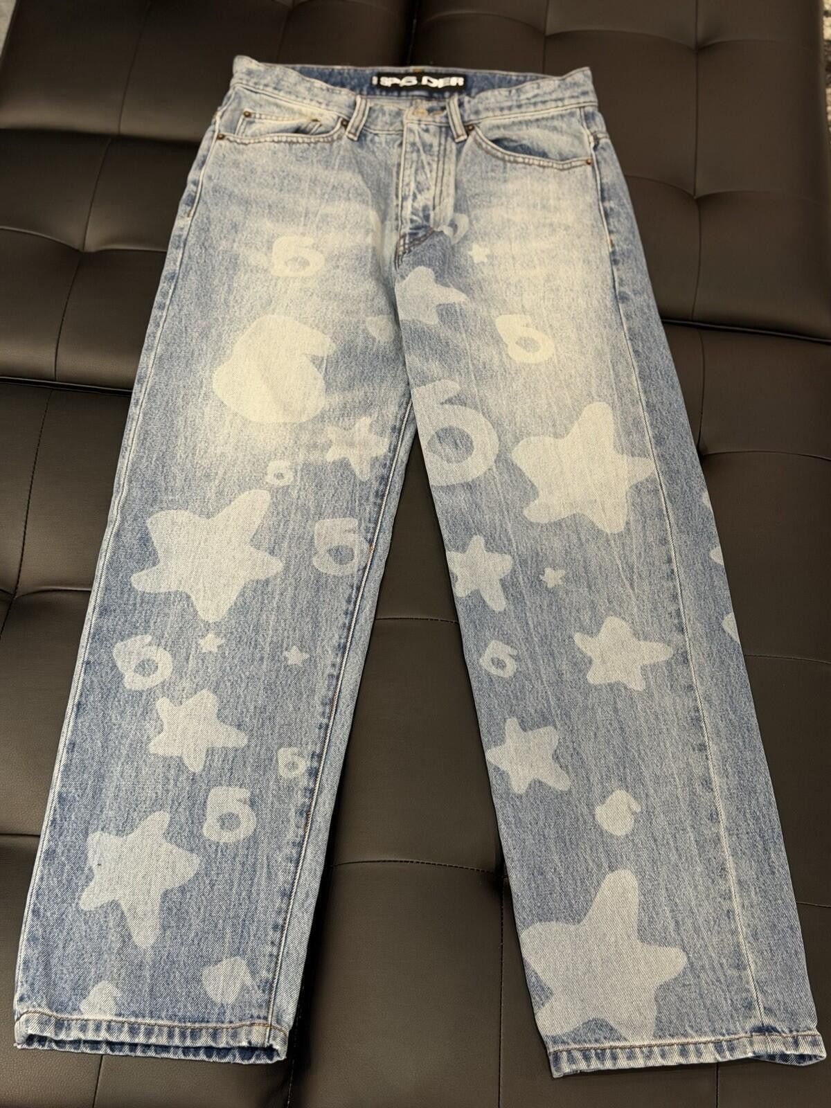 Sp5der Sp5der Men's Star Pattern Denim Jeans Button Zip (30) Size US 30 / EU 46 - 2 Thumbnail