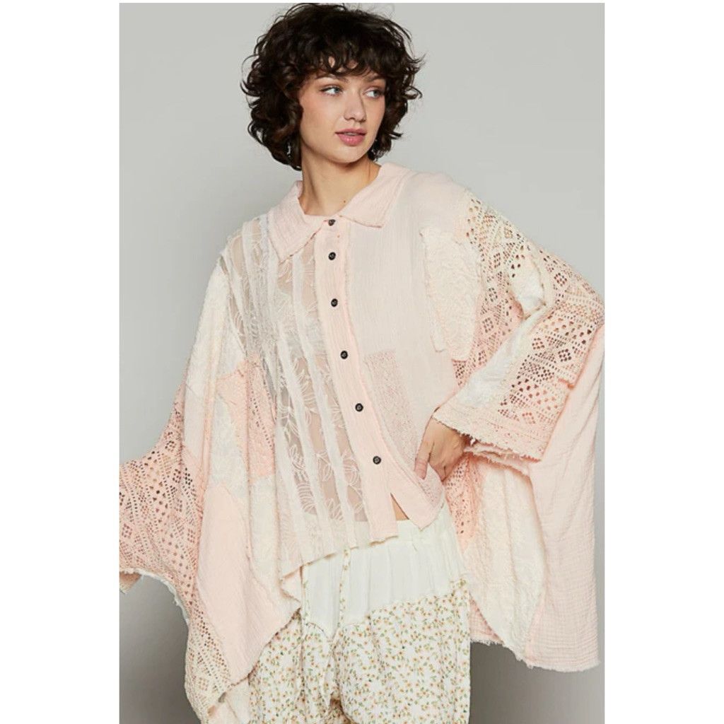 Designer NWOT POL Oversized Lace Crochet Button-Up – Size Small Size S / US 4 / IT 40 - 1 Thumbnail