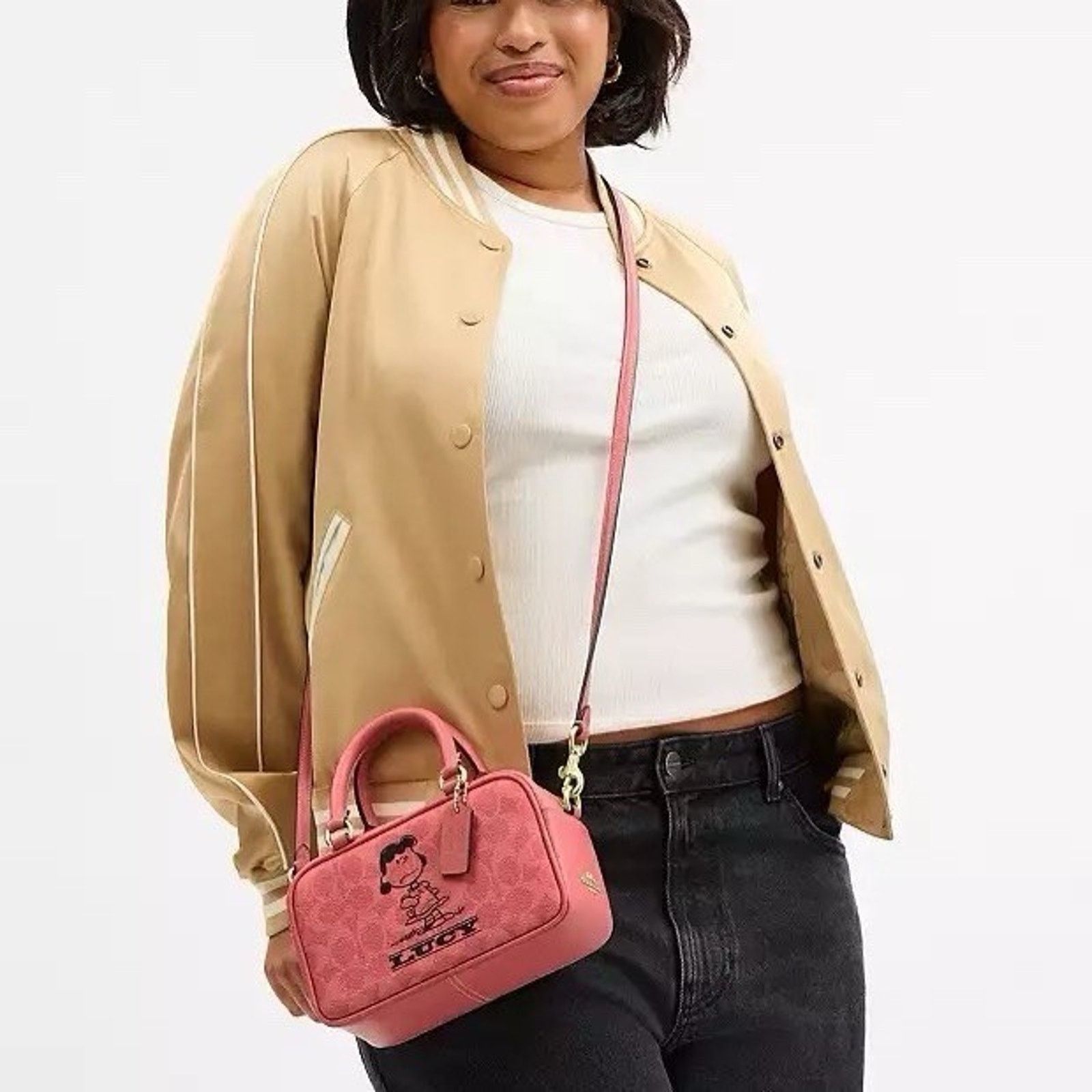 Coach NWT Coach X Peanuts Satchel Crossbody Bag Lucy CBJ62 Coral Size ONE SIZE - 12 Thumbnail
