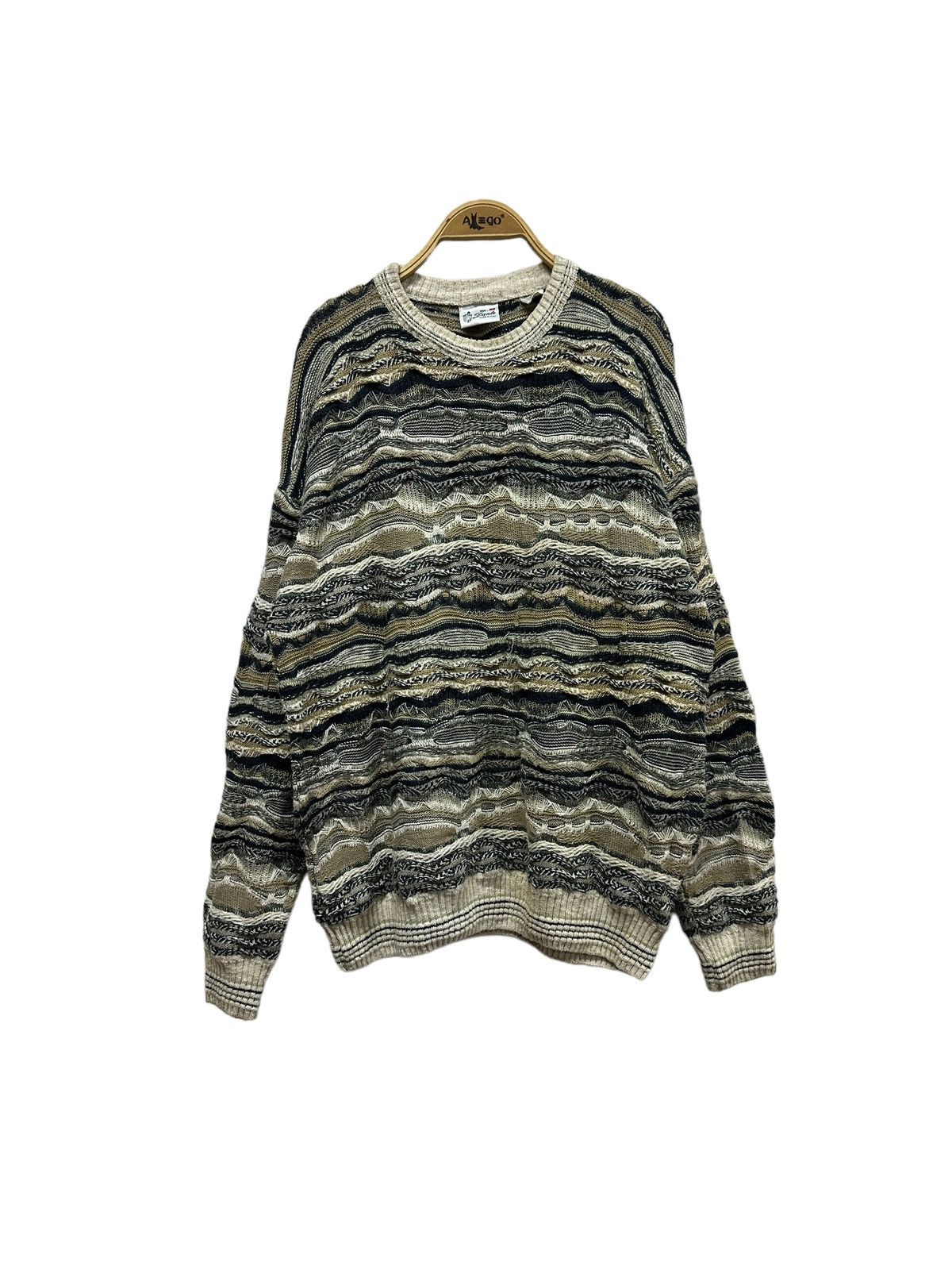 image of Coloured Cable Knit Sweater x Vintage 90's Vintage Dante Knit Italy in Beige, Men's (Size Medium)