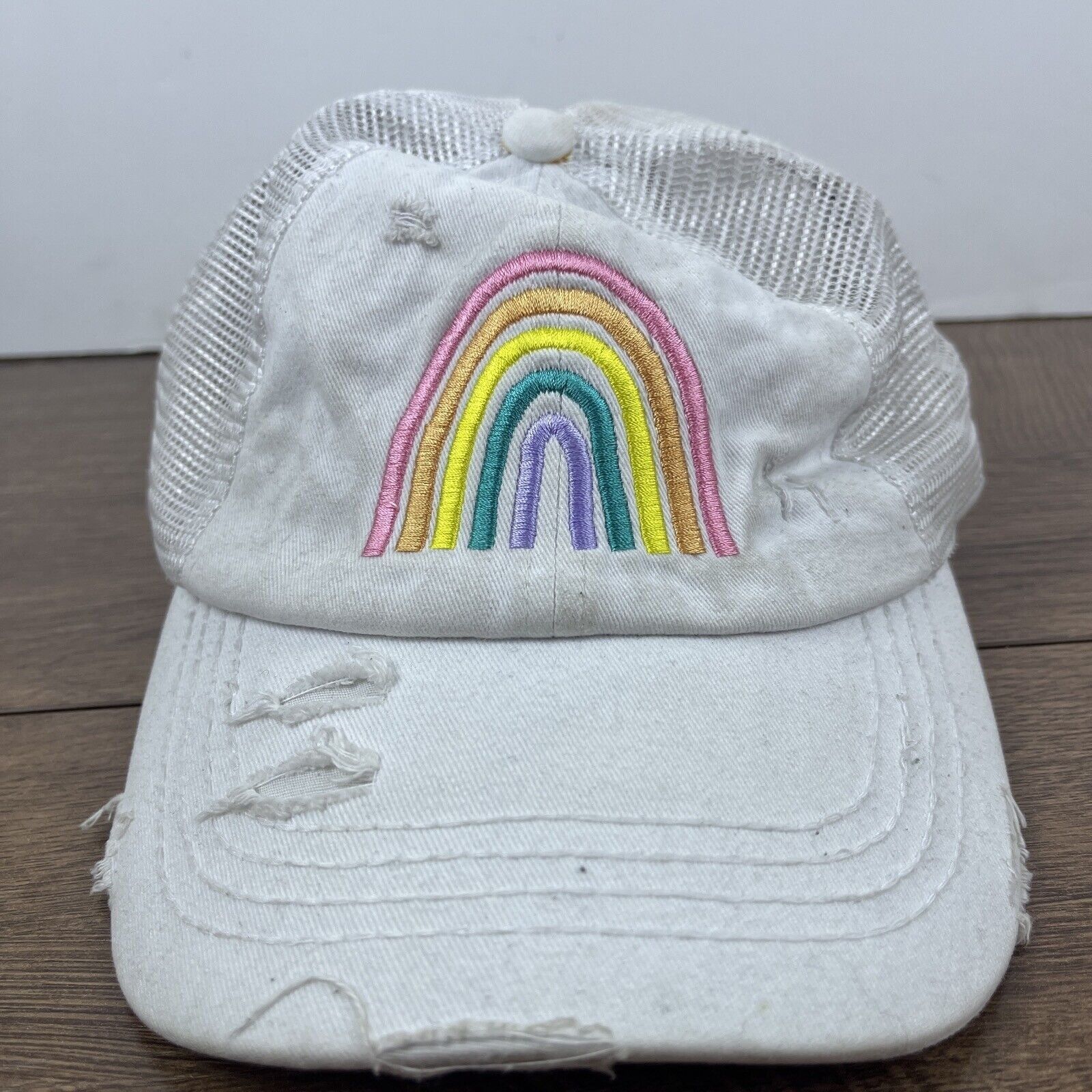 Other Rainbow Hat Rainbow White Hat Adjustable Adult Size Hat Whit Size ONE SIZE - 3 Thumbnail