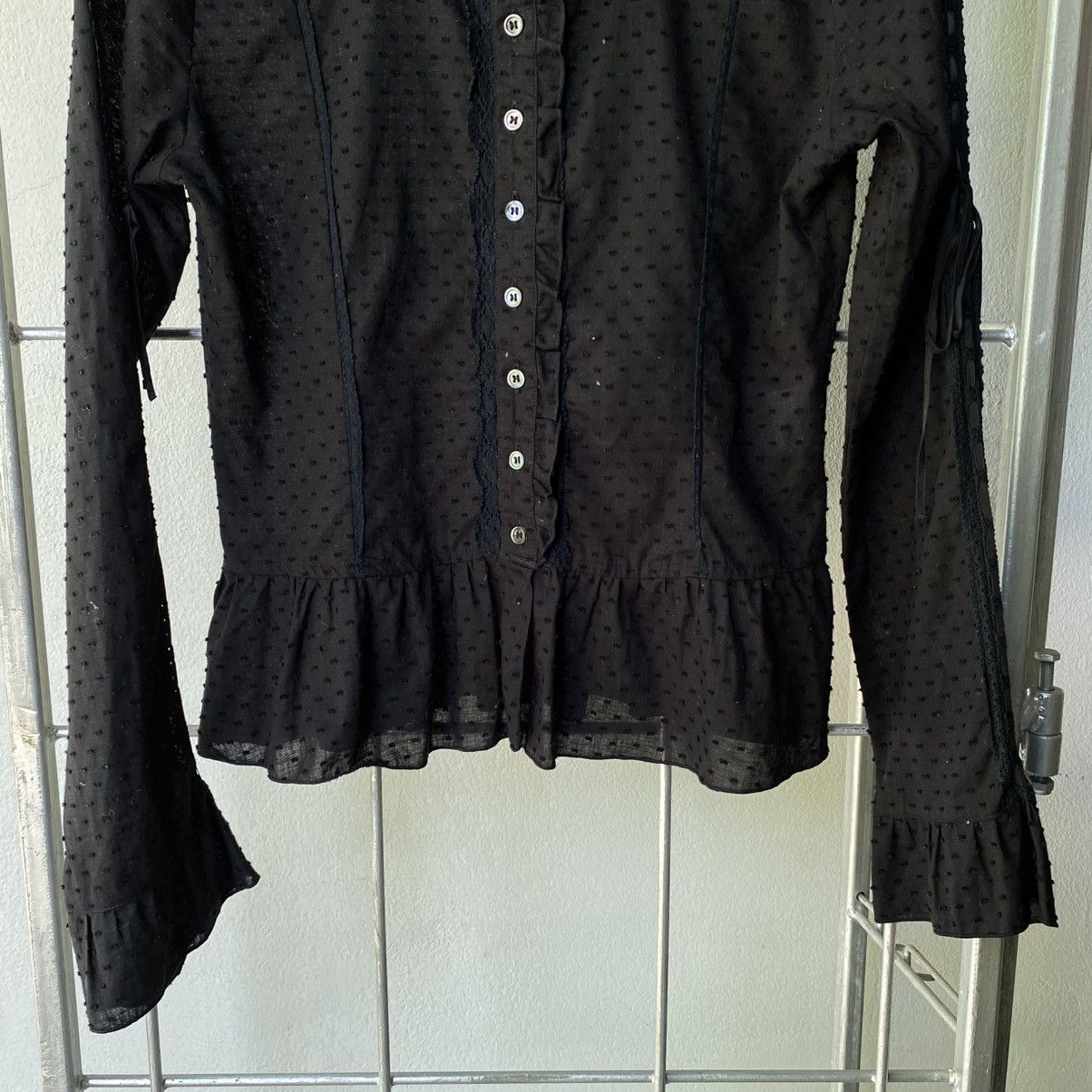 Tornado Mart TORNADO MART Y2K Black Mandarin Lace Blouse Size XS / US 0-2 / IT 36-38 - 11 Thumbnail