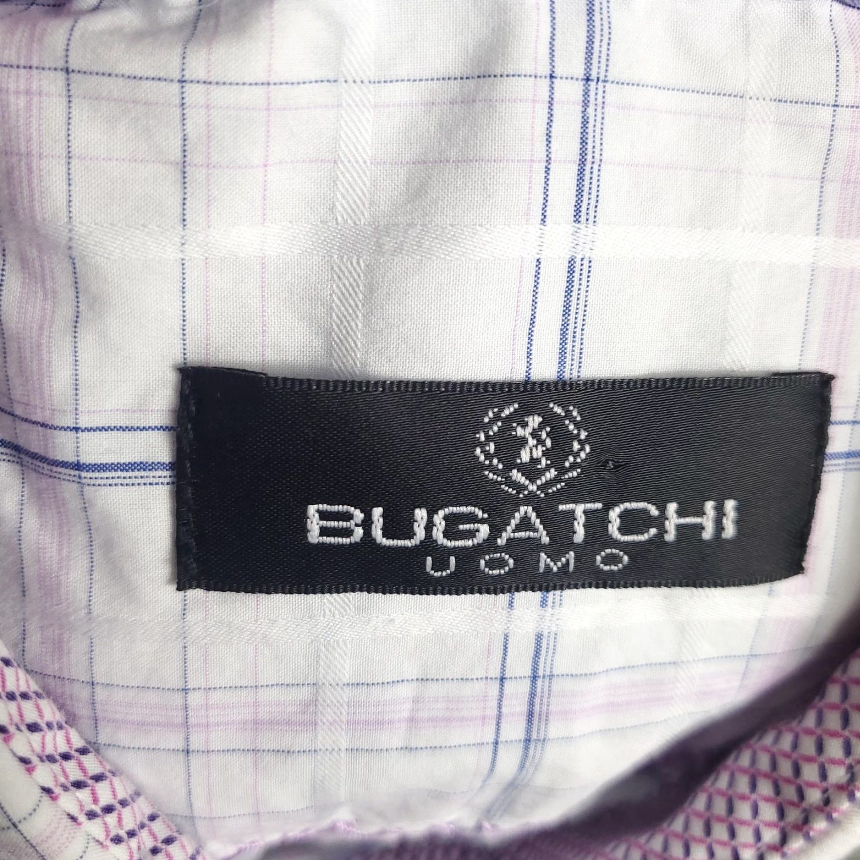BUGATCHI BUGATCHI Uomo Button-Up Shirt Mens XL White Purple Plaid Long Sleeve Casual Business Preppy Size US XL / EU 56 / 4 - 7 Thumbnail
