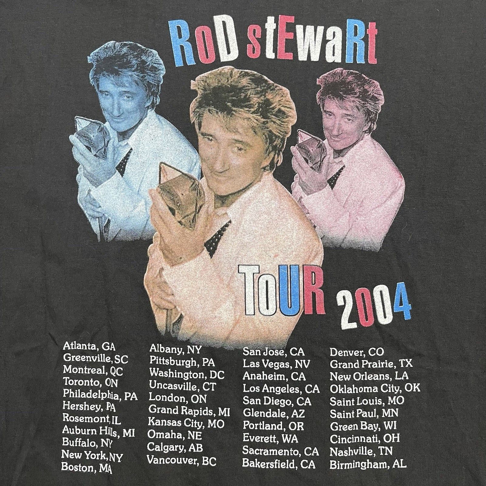 Other Vintage Rod Stewart T-Shirt 2004 Tour XL Black Y2K Concert M Size US XL / EU 56 / 4 - 8 Thumbnail